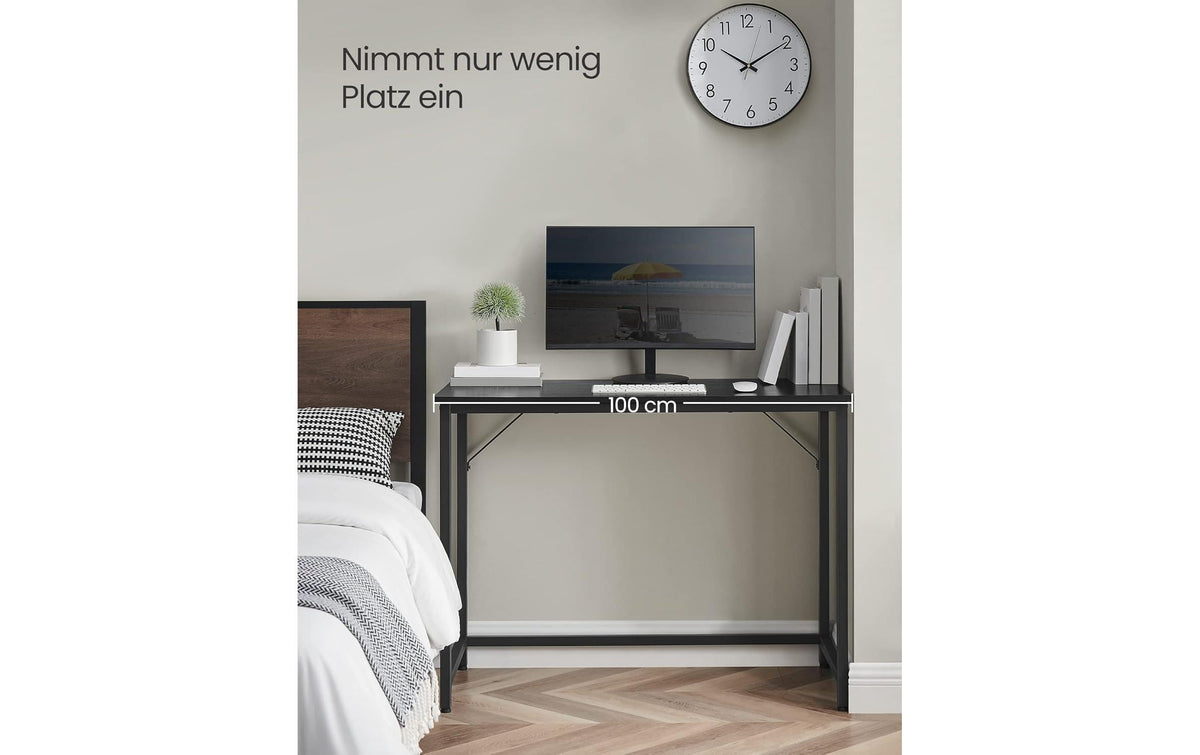 Vasagle Höhenverstellbarer Tisch, 50 × 100 cm, 50 kg, Schwarz, Spanplatte/Stahl