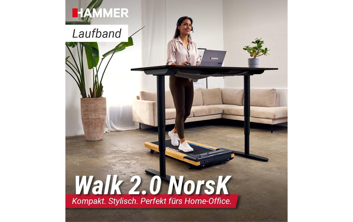 Hammer Walkingpad Walk 2.0 NorsK, 128 cm × 58 cm × 16 cm, Max. Belastung 120 kg, Max. Geschwindigkeit 6 km/h