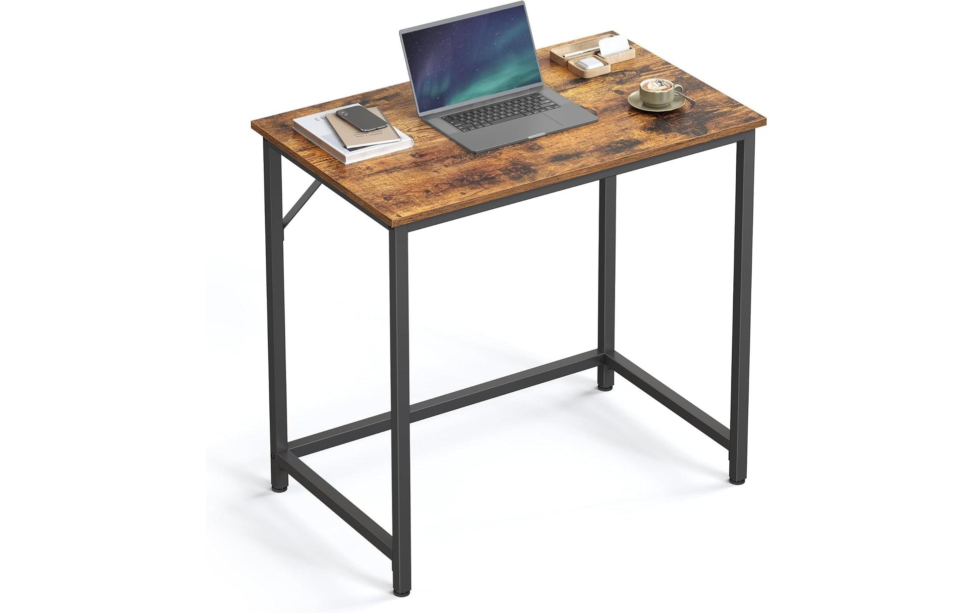 Vasagle Bürotisch, 50 × 80 cm, 50 kg, Braun, Spanplatte/Stahl
