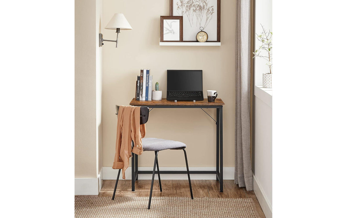 Vasagle Bürotisch, 50 × 80 cm, 50 kg, Braun, Spanplatte/Stahl