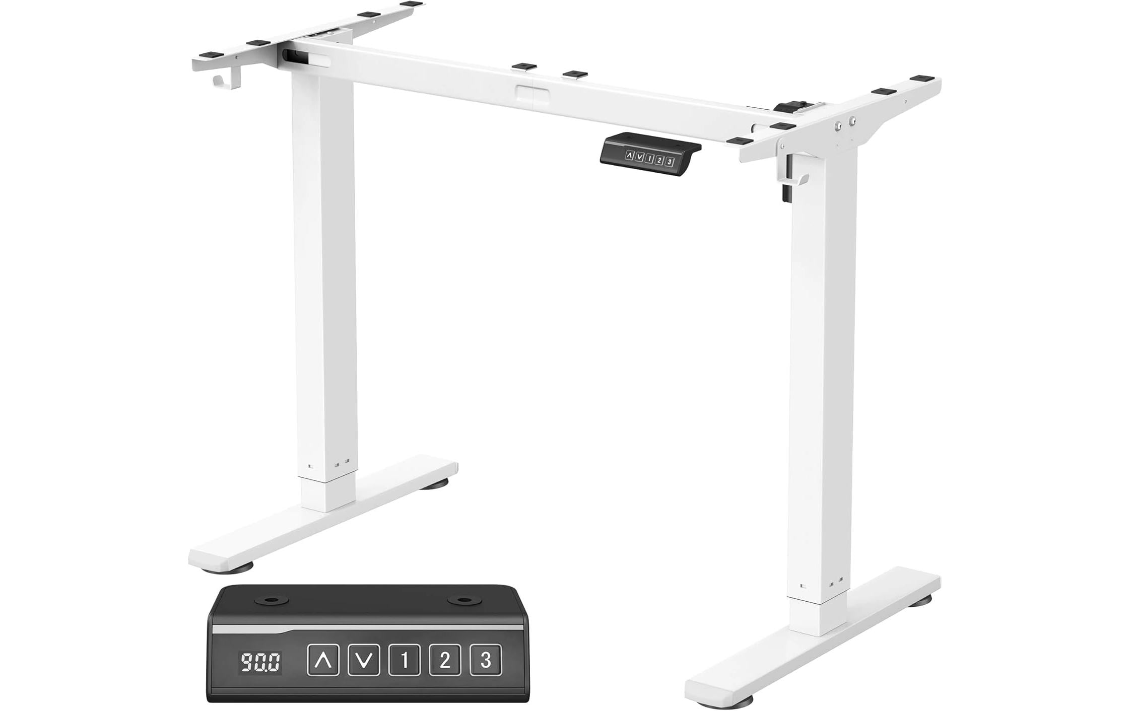 Songmics Höhenverstellbarer Tisch, 50 × 140 cm, 72–118 cm, 70 kg, Weiss, Stahl, 4 Rollen
