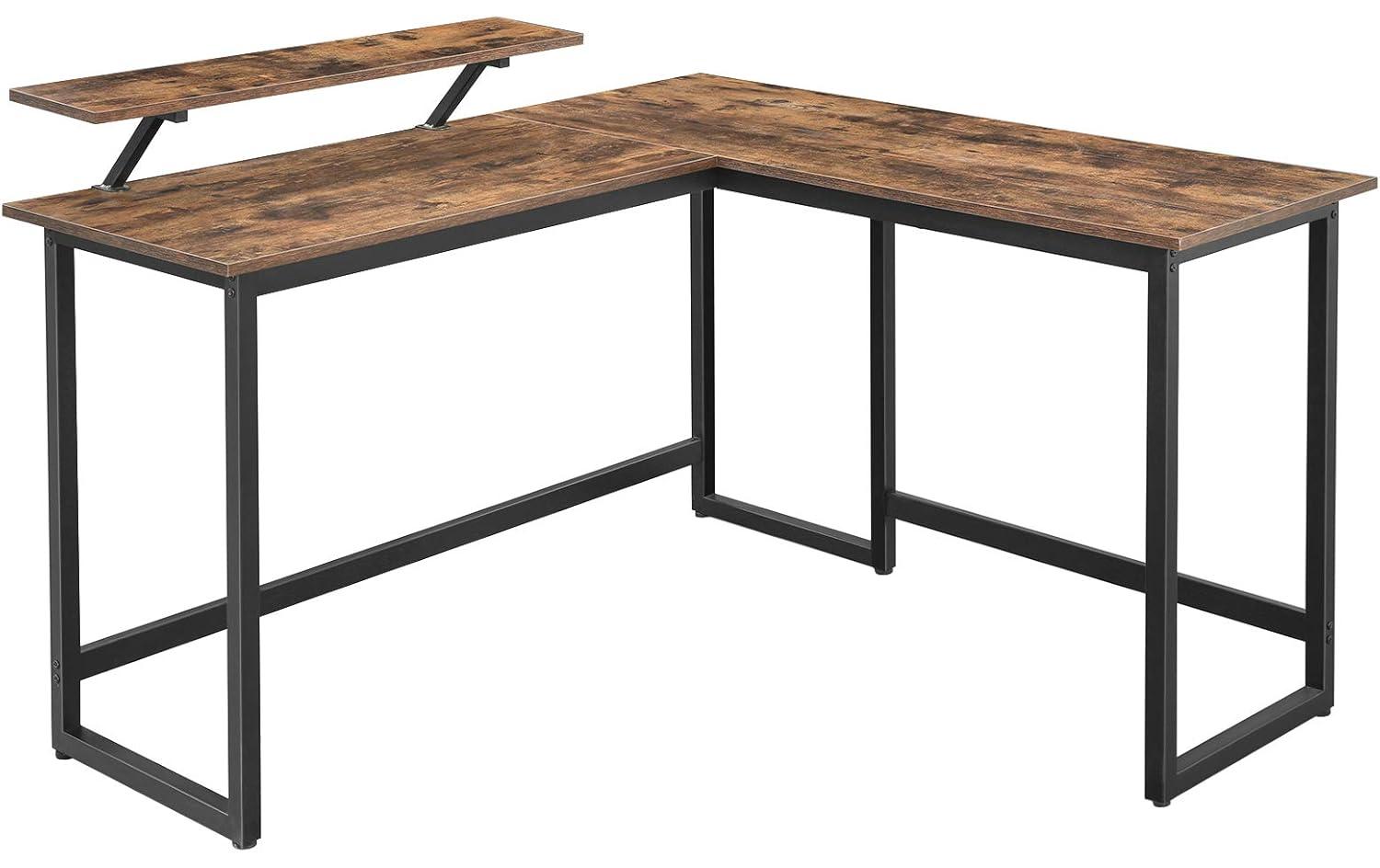 Vasagle Höhenverstellbarer Tisch, 140 × 130 cm, 50 kg, schwarz, Spanplatte/Stahl