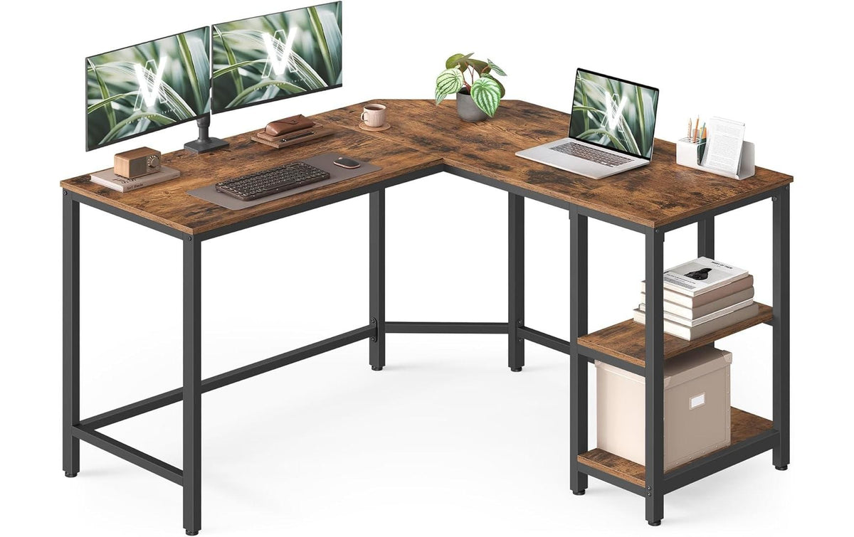Vasagle Bürotisch, 120 × 130 cm, 50 kg, schwarz, Spanplatte/Stahl