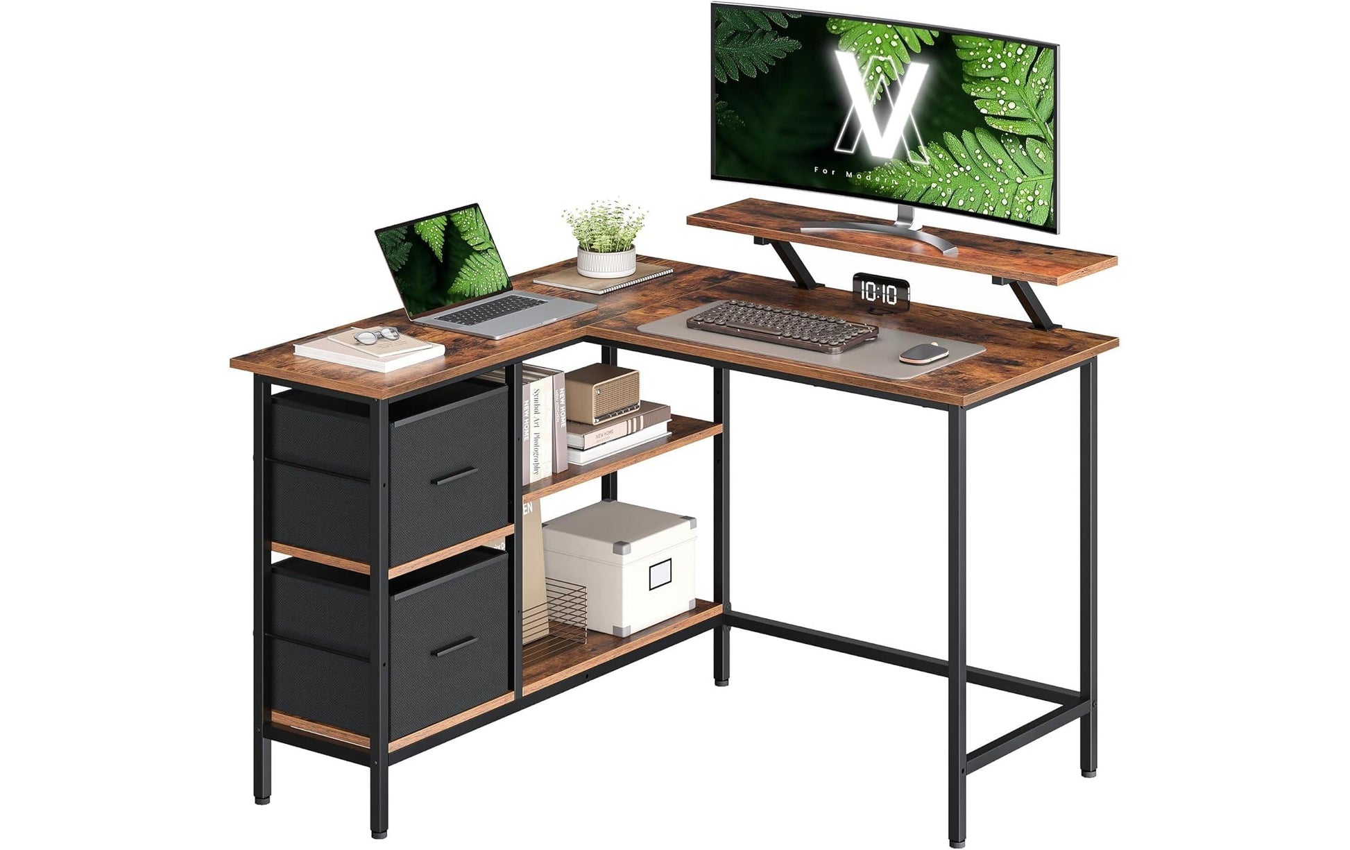 Vasagle Höhenverstellbarer Tisch, 105 × 115 cm, 50 kg, Braun, Spanplatte/Stahl