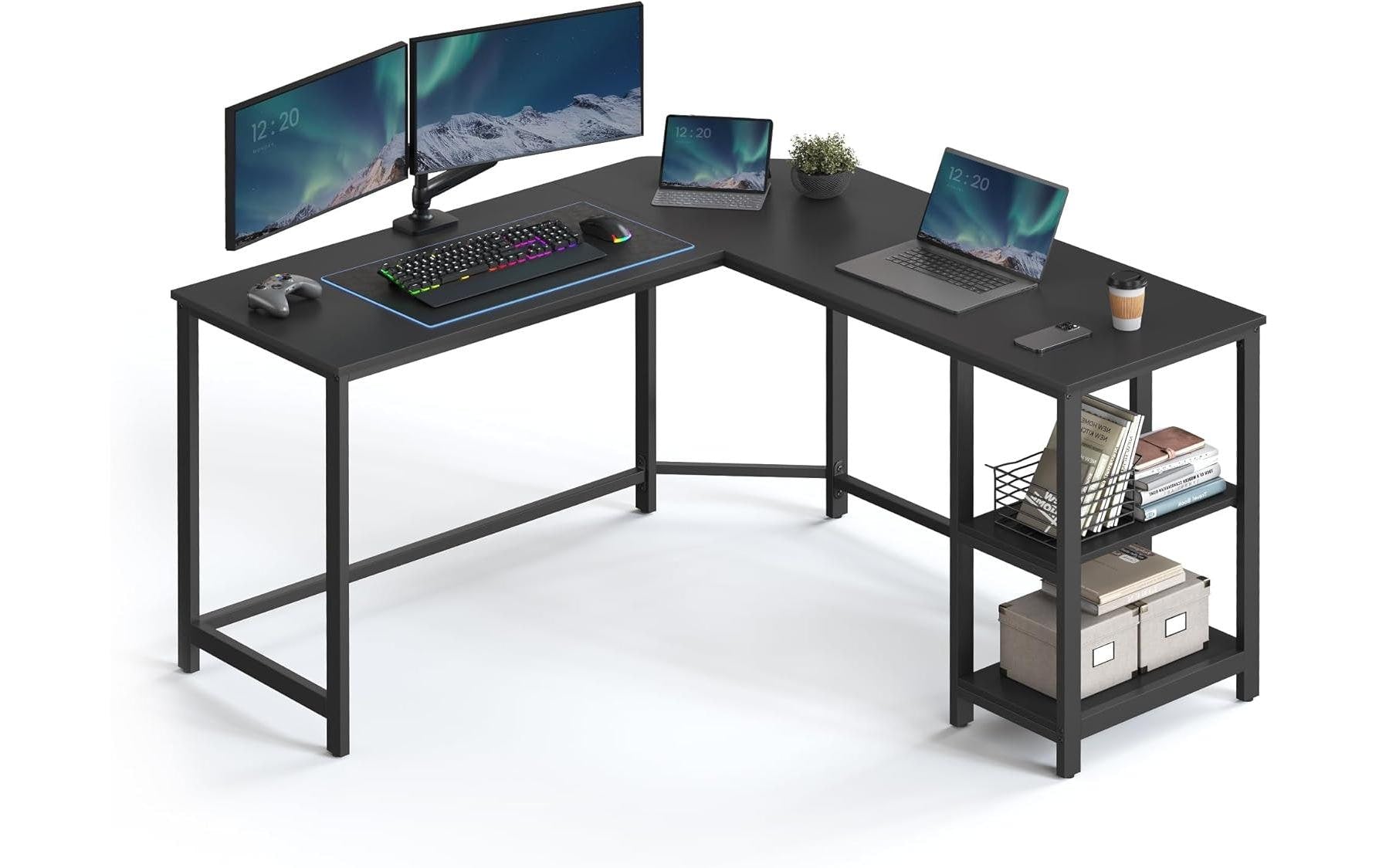 Vasagle Höhenverstellbarer Tisch, 138 × 138 cm, 50 kg, Schwarz, Spanplatte/Stahl