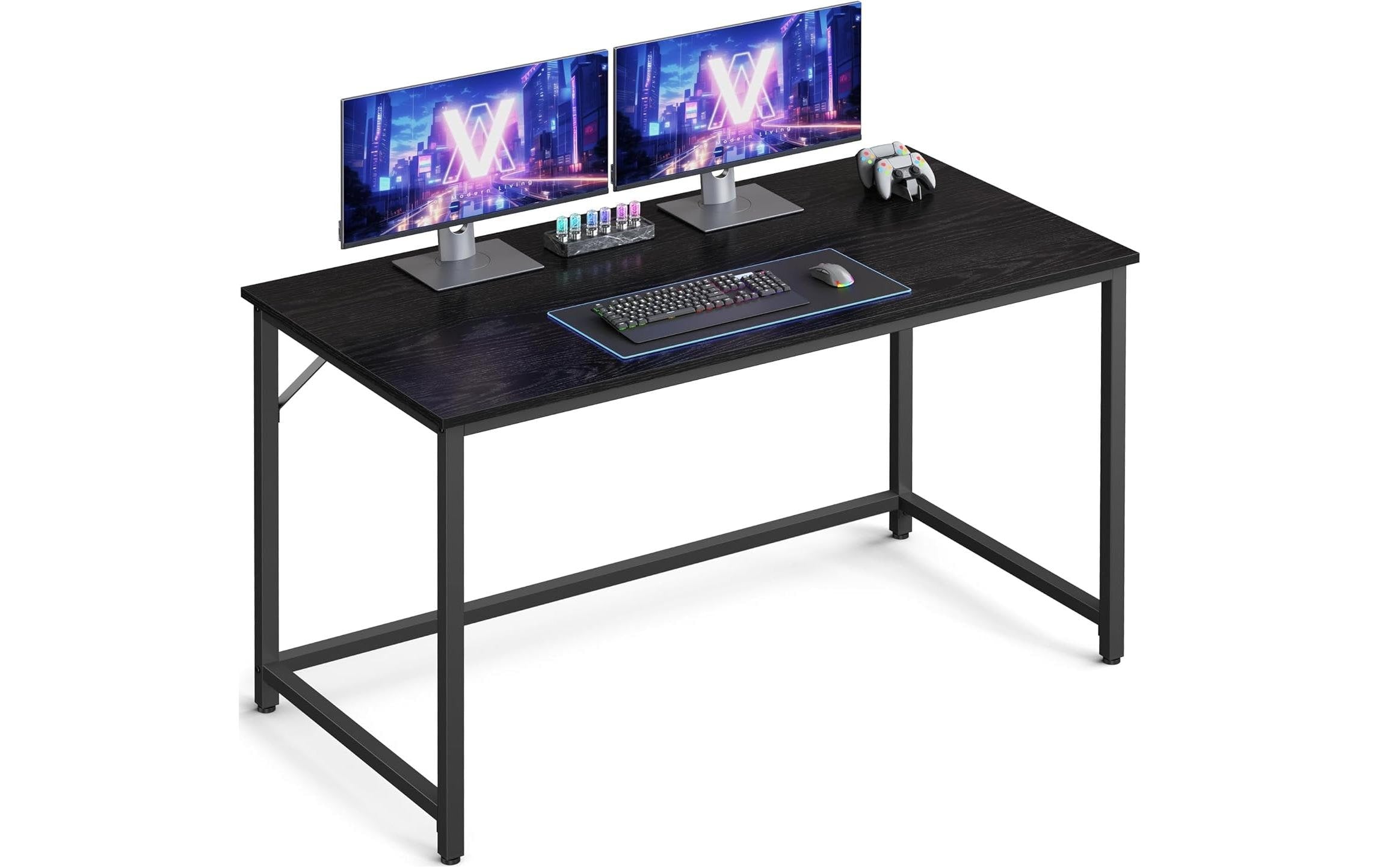 Vasagle Höhenverstellbarer Tisch, 60 × 120 cm, 50 kg, Schwarz, Spanplatte/Stahl