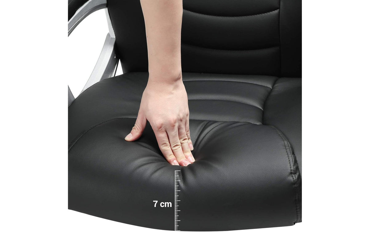 Songmics Bürostuhl – Kunstleder / Polsterrücken – Schwarz, Armlehnen, bis 150 kg