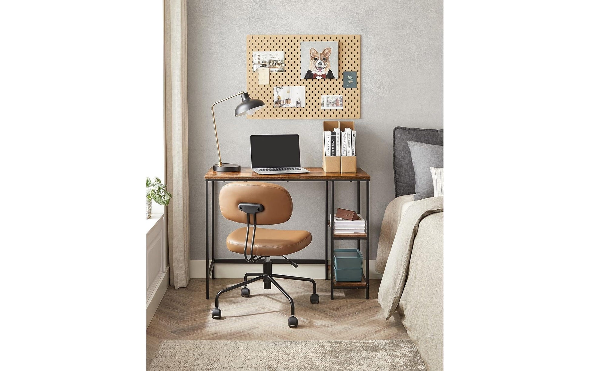 Vasagle Höhenverstellbarer Tisch, 50 × 100 cm, 50 kg, Braun/Schwarz, Spanplatte/Stahl