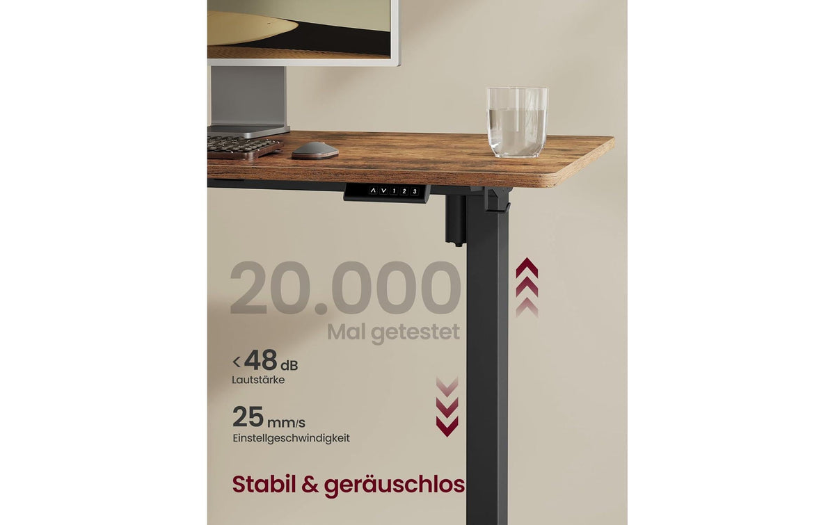 Songmics Höhenverstellbarer Tisch, 50 × 140 cm, 72–120 cm, 70 kg, Schwarz, Stahl
