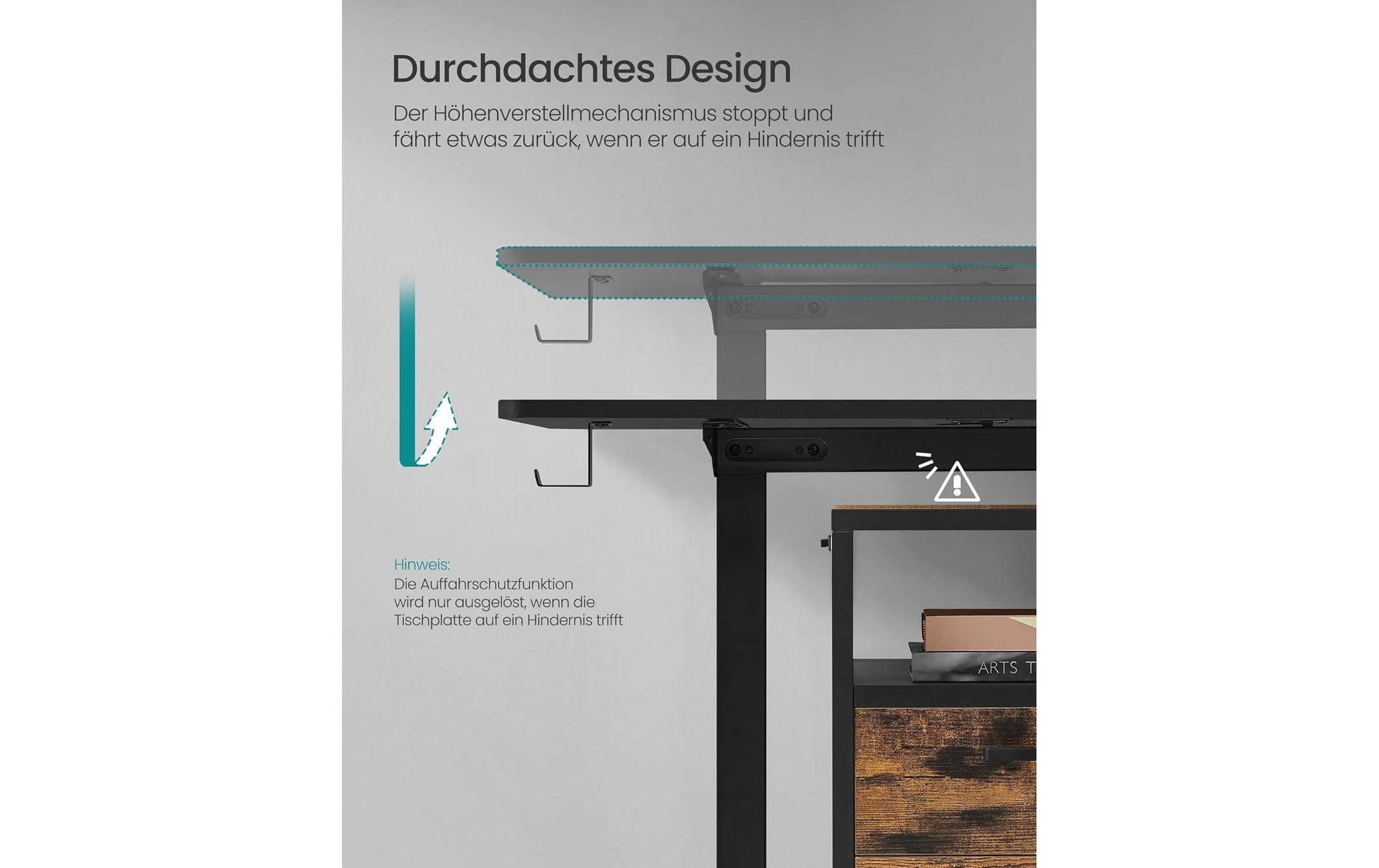 Songmics Höhenverstellbarer Tisch, 160 × 70 cm, 70 kg, Schwarz, Spanplatte/Stahl