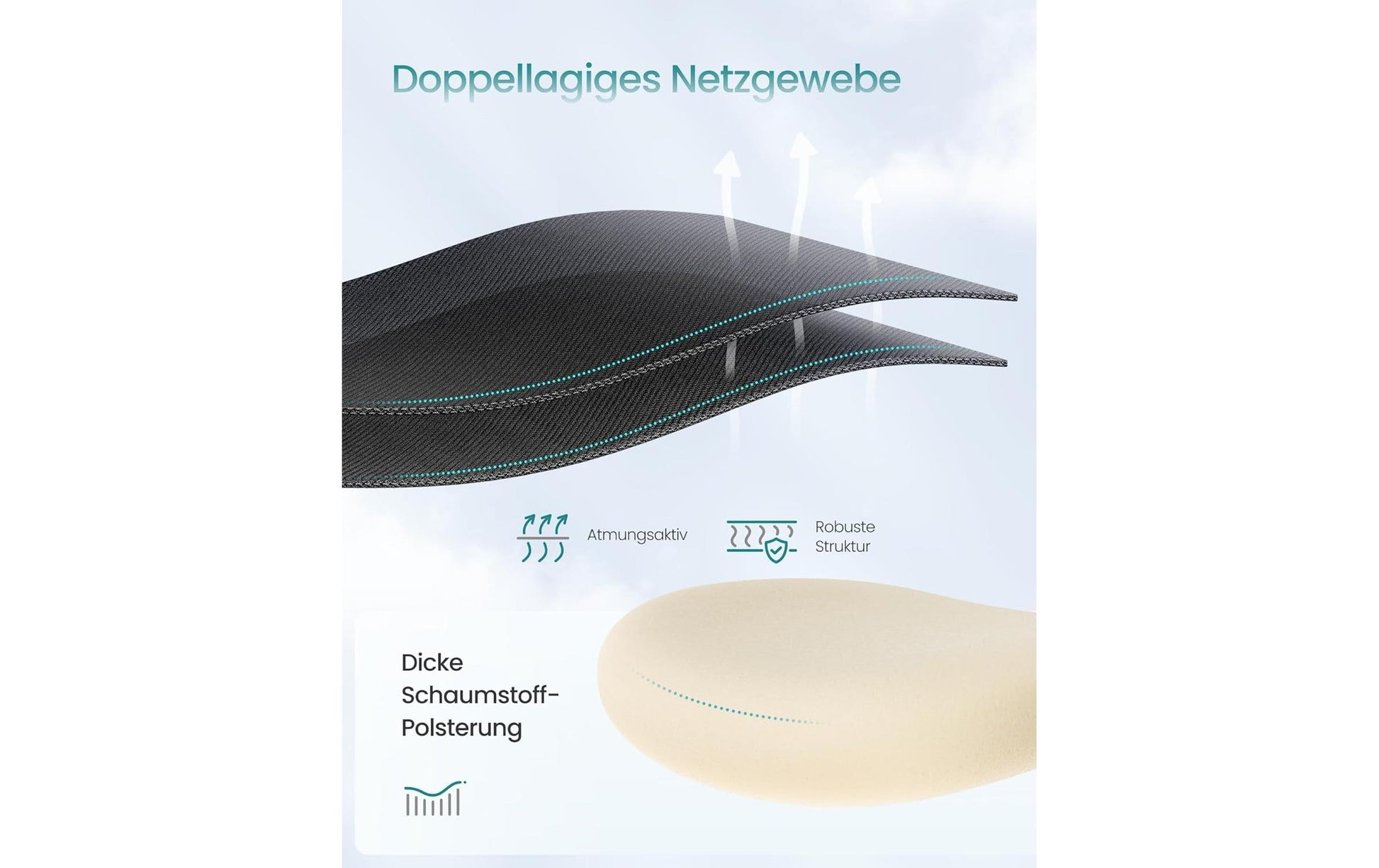Songmics Bürostuhl – Netzrücken, Polyester – Schwarz, mit Armlehnen, 46–56 cm, bis 150 kg