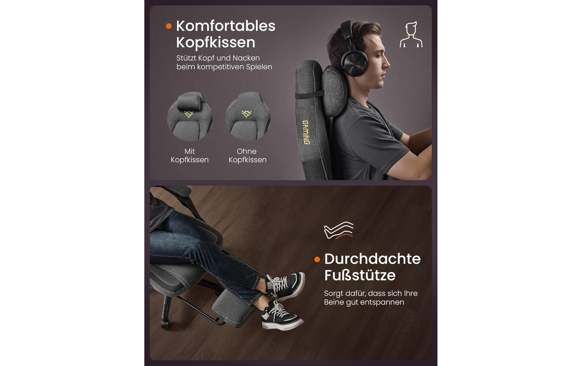 Songmics Bürostuhl – Polsterrücken, Baumwolle/Leinen – Taubengrau, mit Armlehnen, bis 150 kg