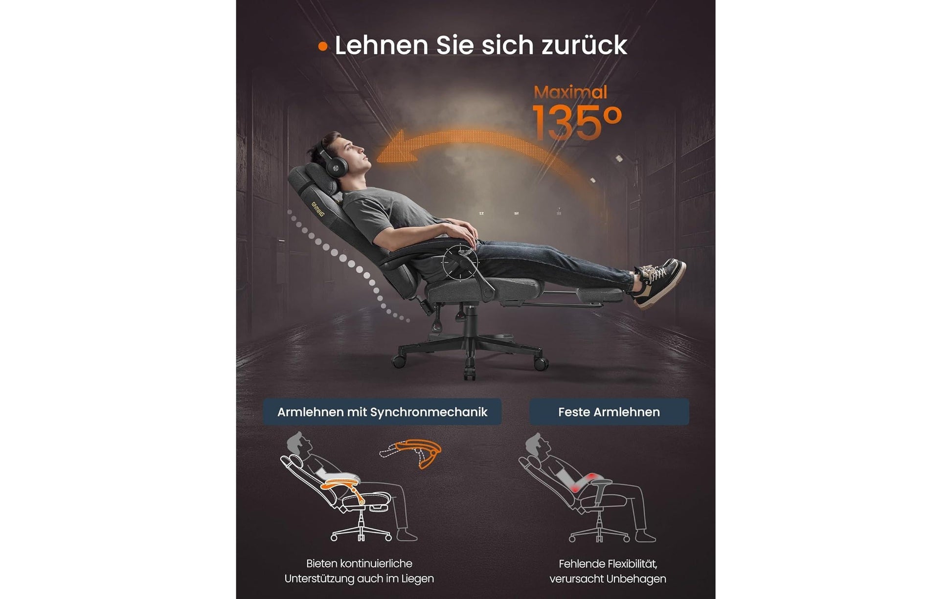 Songmics Bürostuhl – Polsterrücken, Baumwolle/Leinen – Taubengrau, mit Armlehnen, bis 150 kg