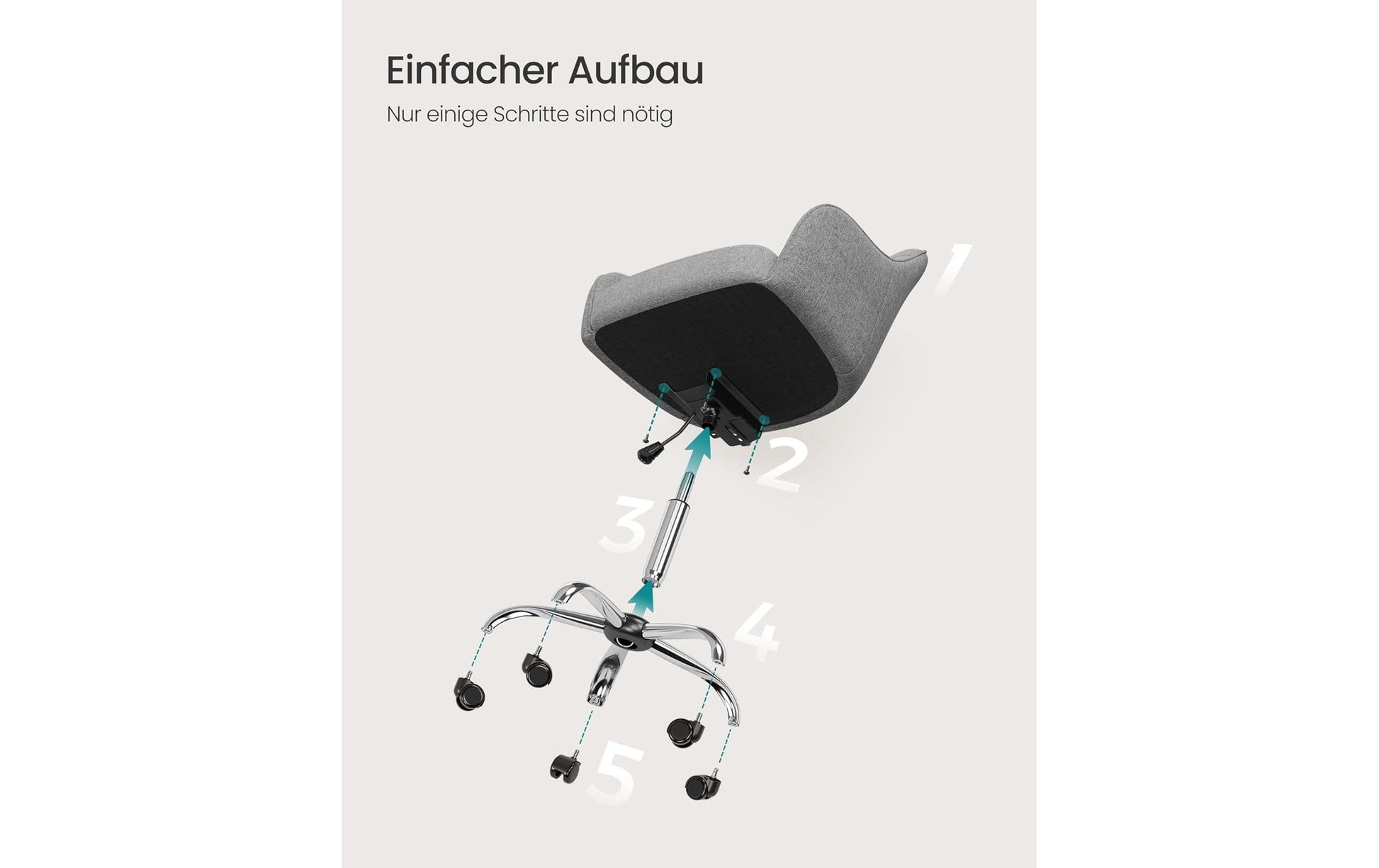 Songmics Bürostuhl – Polsterrücken/Leinen – Grau, Armlehnen, 45–55 cm, bis 120 kg