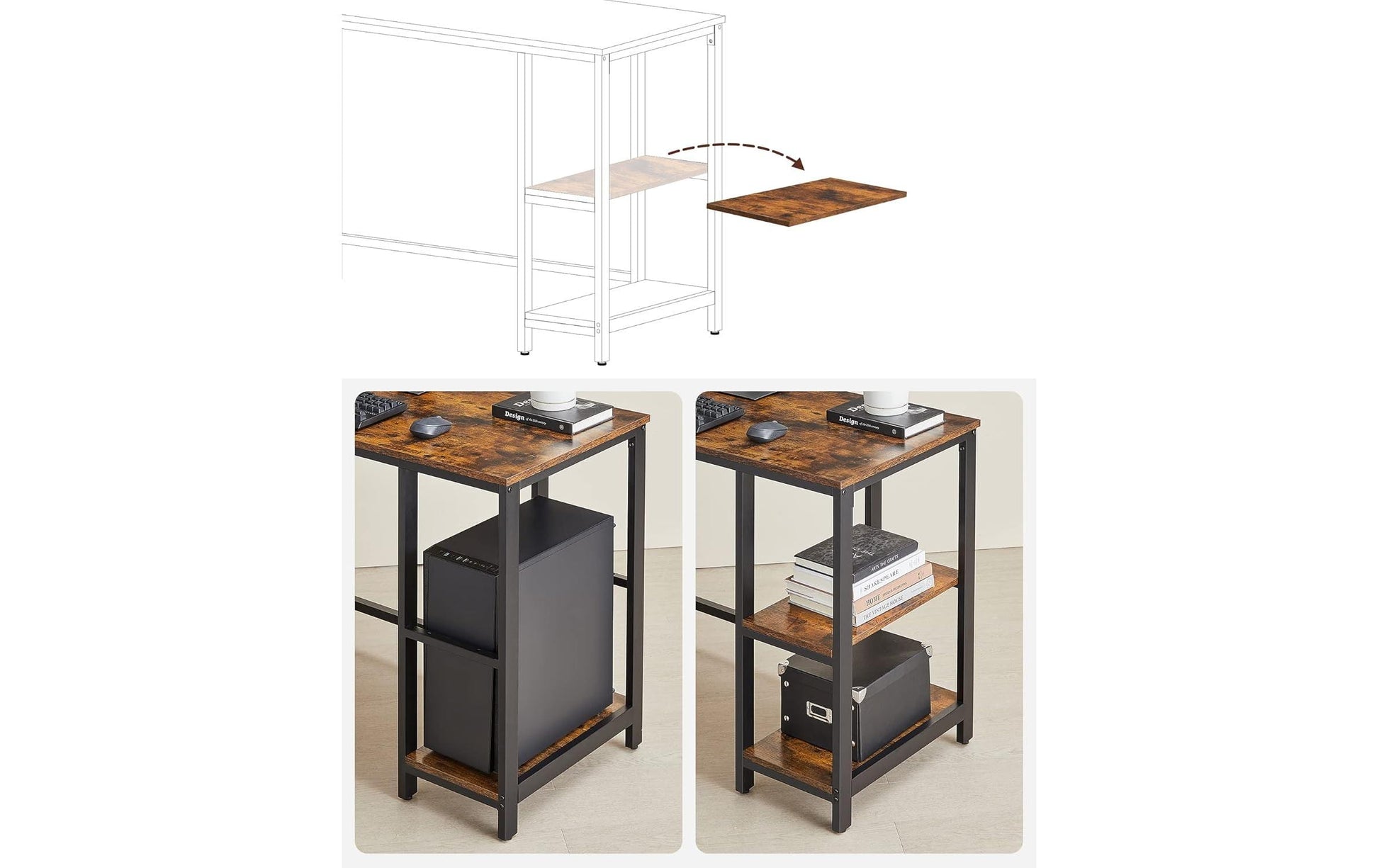 Vasagle Höhenverstellbarer Tisch, 138 × 138 cm, 50 kg, Braun, Stahl