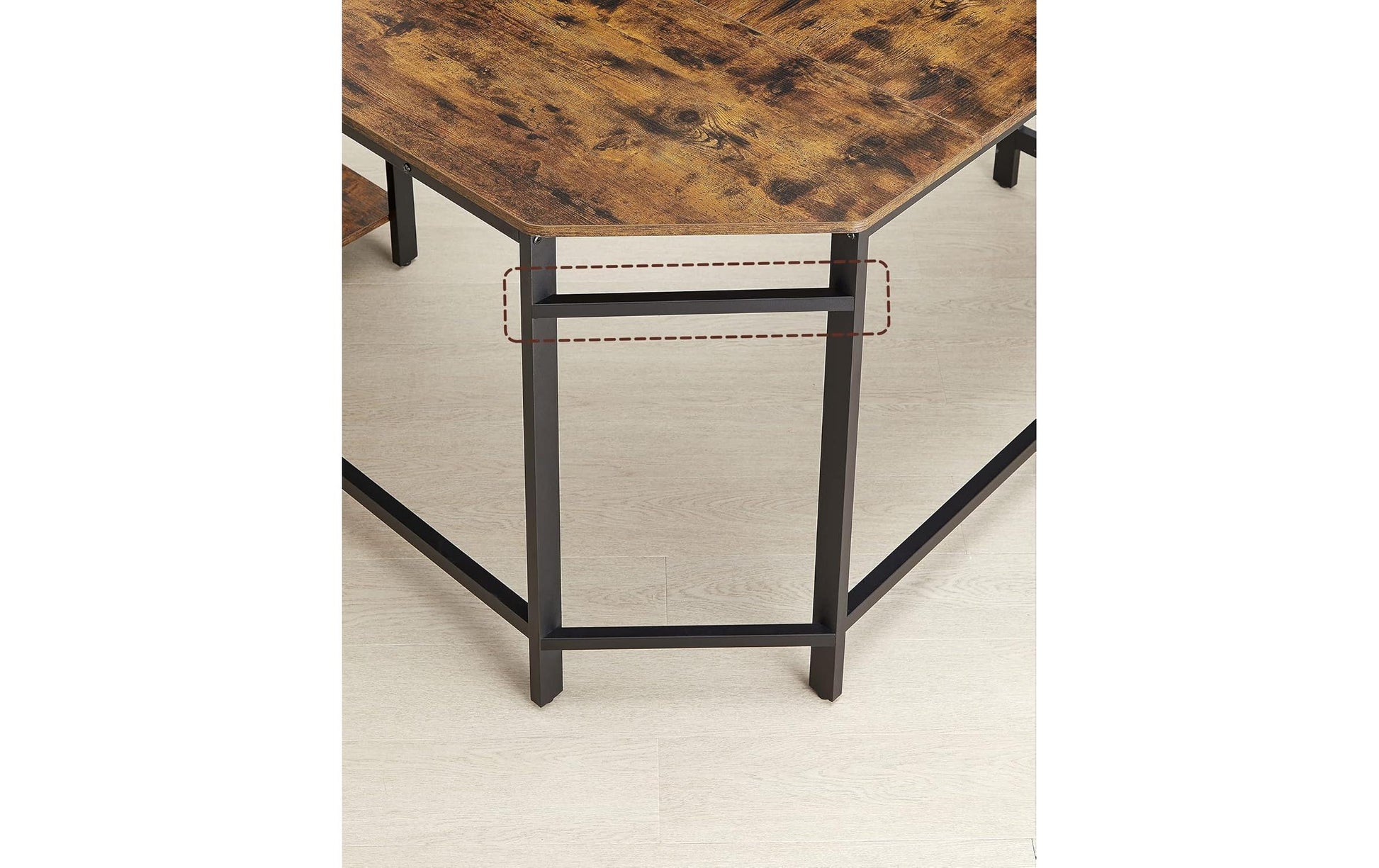 Vasagle Höhenverstellbarer Tisch, 138 × 138 cm, 50 kg, Braun, Stahl