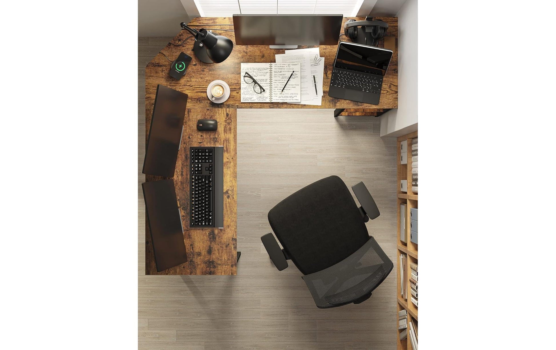 Vasagle Höhenverstellbarer Tisch, 138 × 138 cm, 50 kg, Braun, Stahl