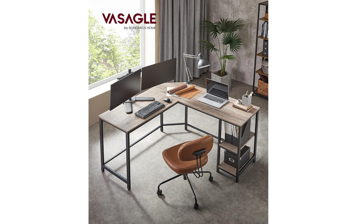 Vasagle Höhenverstellbarer Tisch, 138 × 138 cm, 50 kg, Grau/Schwarz, Stahl