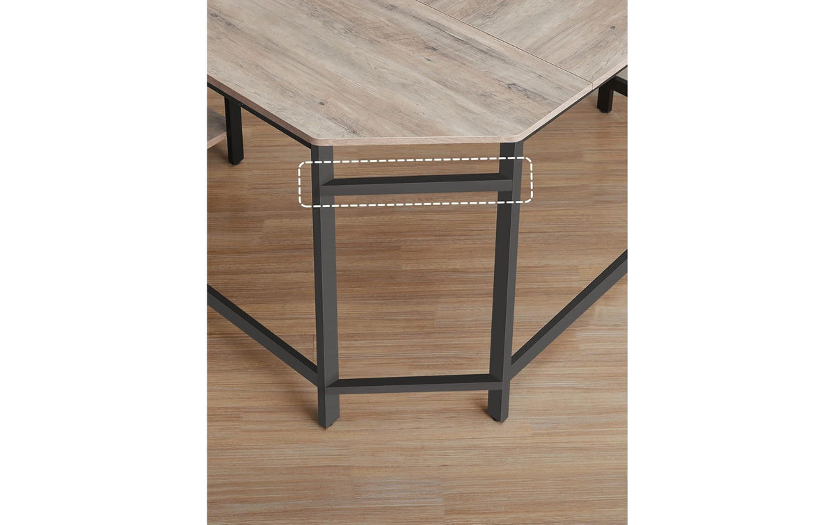 Vasagle Höhenverstellbarer Tisch, 138 × 138 cm, 50 kg, Grau/Schwarz, Stahl