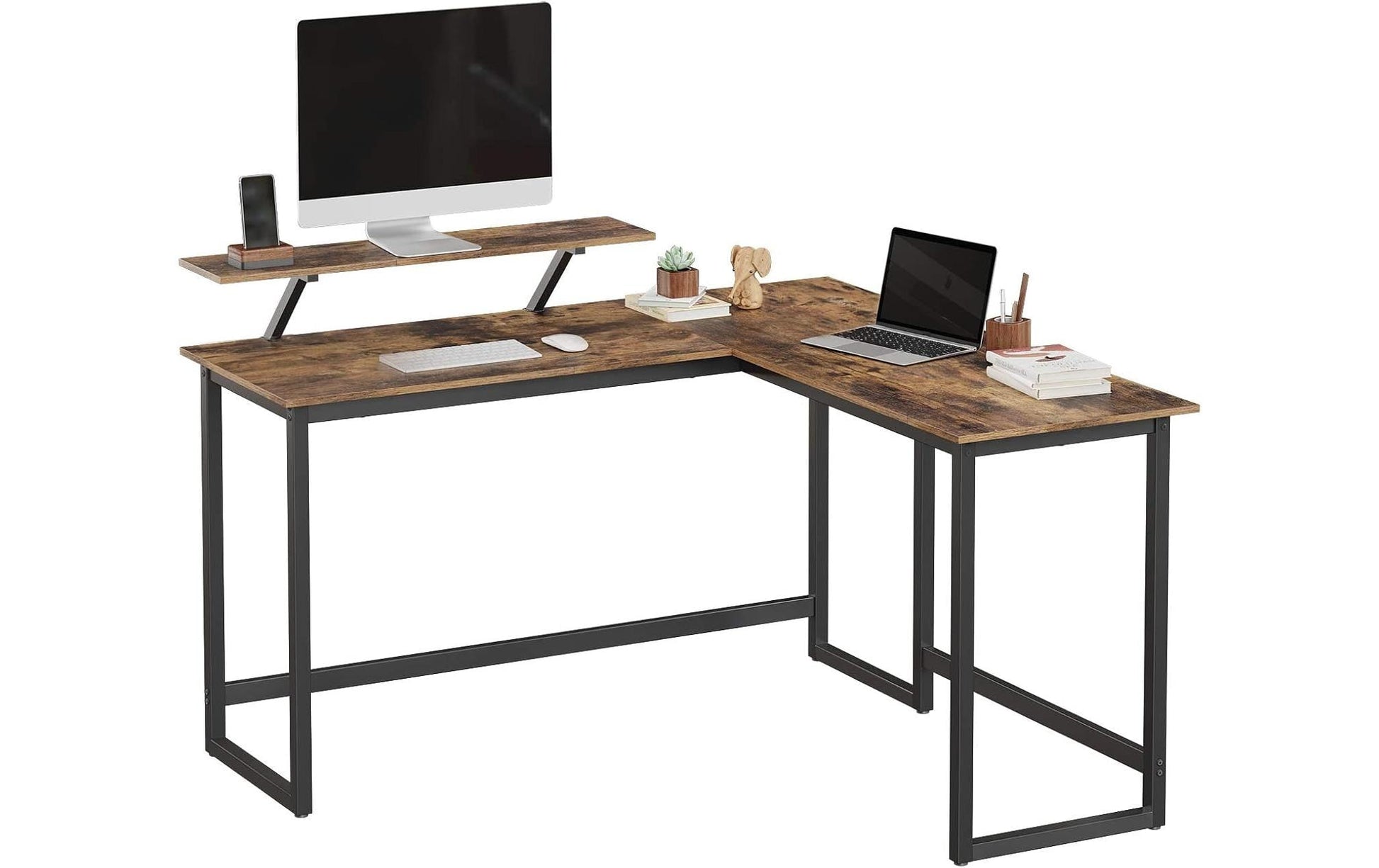 Vasagle Höhenverstellbarer Tisch, 140 × 130 cm, 50 kg, schwarz, Spanplatte/Stahl