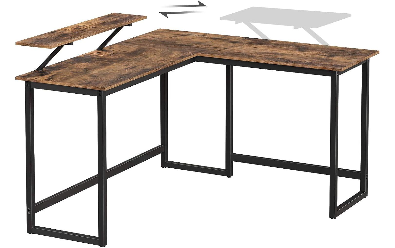 Vasagle Höhenverstellbarer Tisch, 140 × 130 cm, 50 kg, schwarz, Spanplatte/Stahl