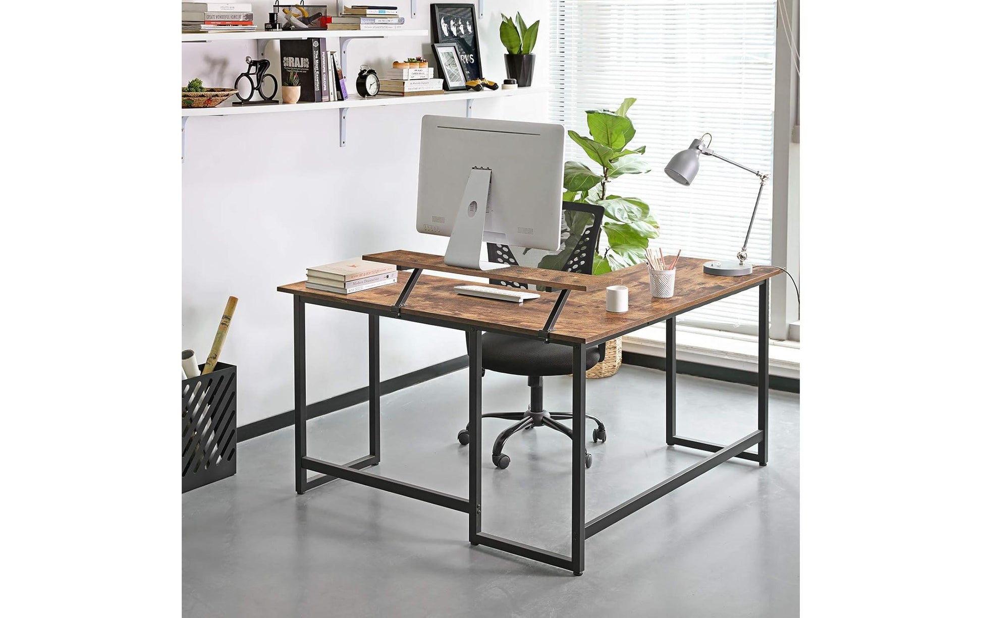 Vasagle Höhenverstellbarer Tisch, 140 × 130 cm, 50 kg, schwarz, Spanplatte/Stahl