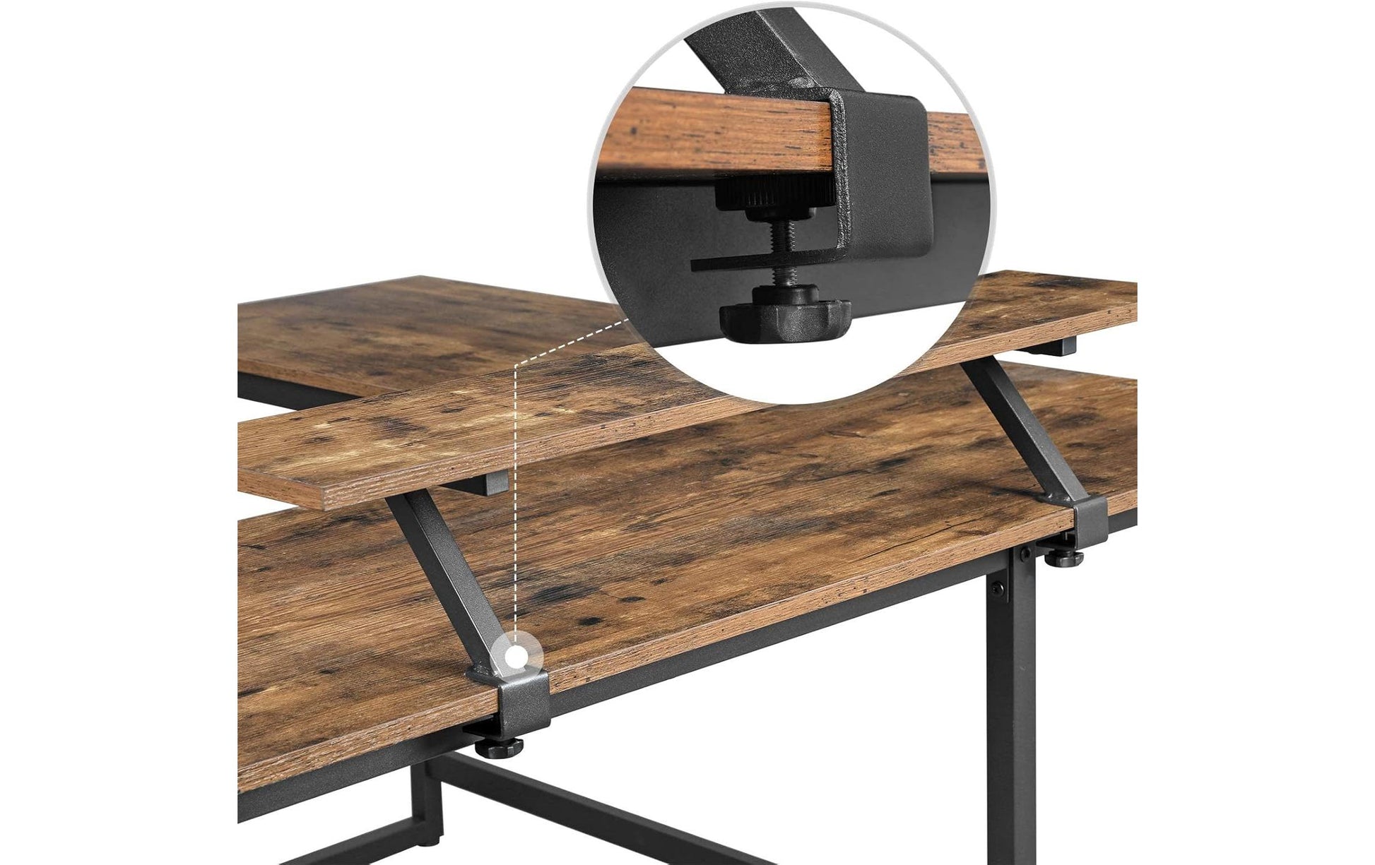 Vasagle Höhenverstellbarer Tisch, 140 × 130 cm, 50 kg, schwarz, Spanplatte/Stahl