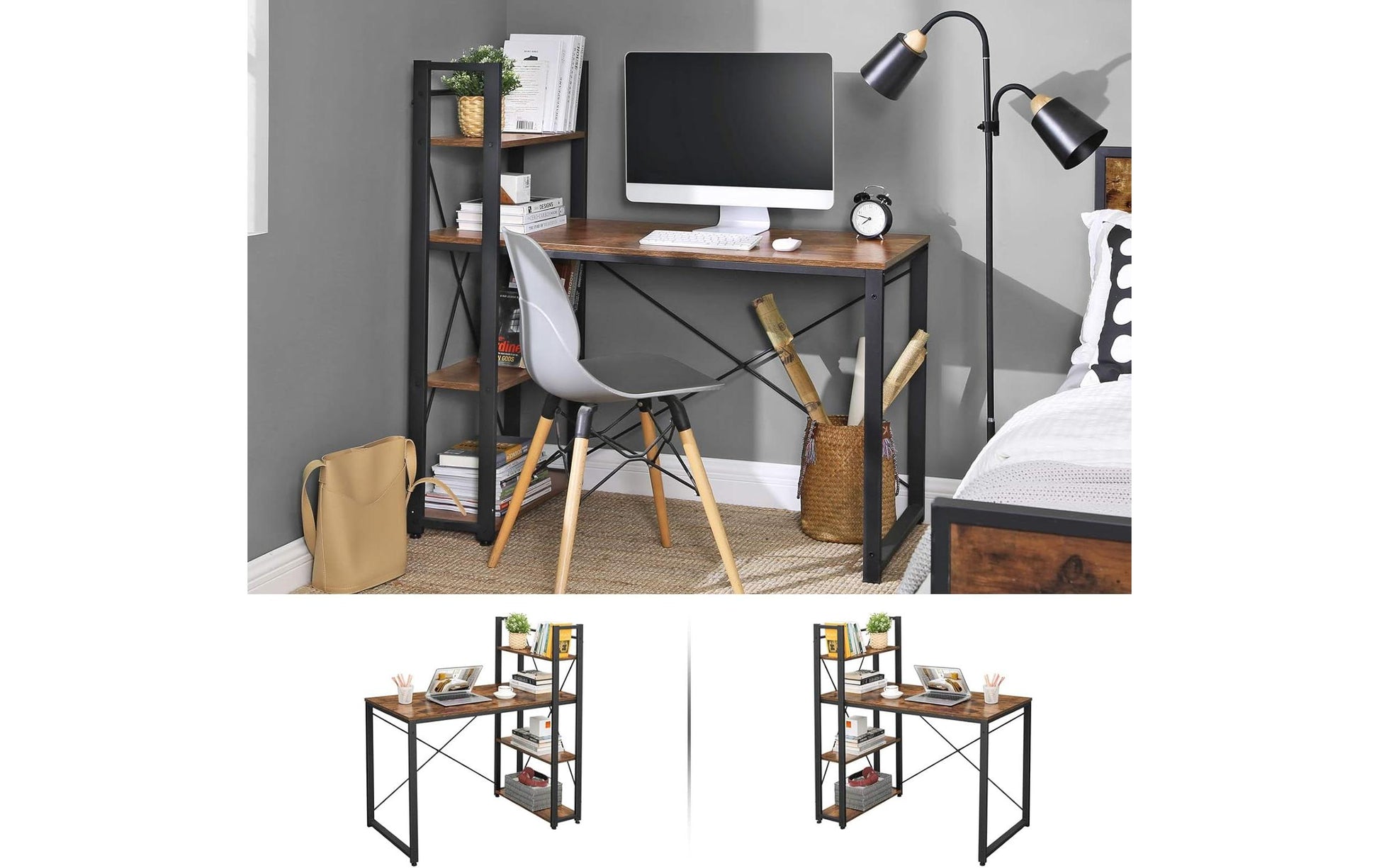 Vasagle Höhenverstellbarer Tisch, 56 × 120 cm, 50 kg, Schwarz, Spanplatte/Stahl