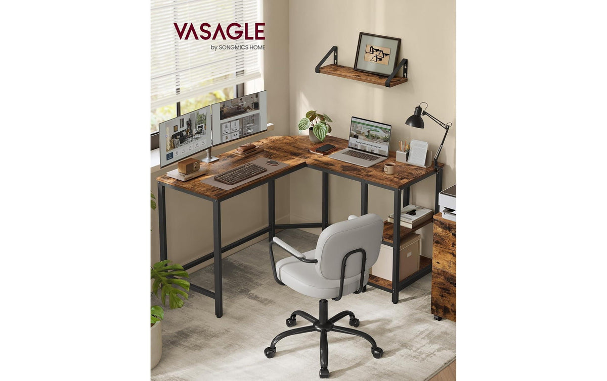 Vasagle Bürotisch, 120 × 130 cm, 50 kg, schwarz, Spanplatte/Stahl