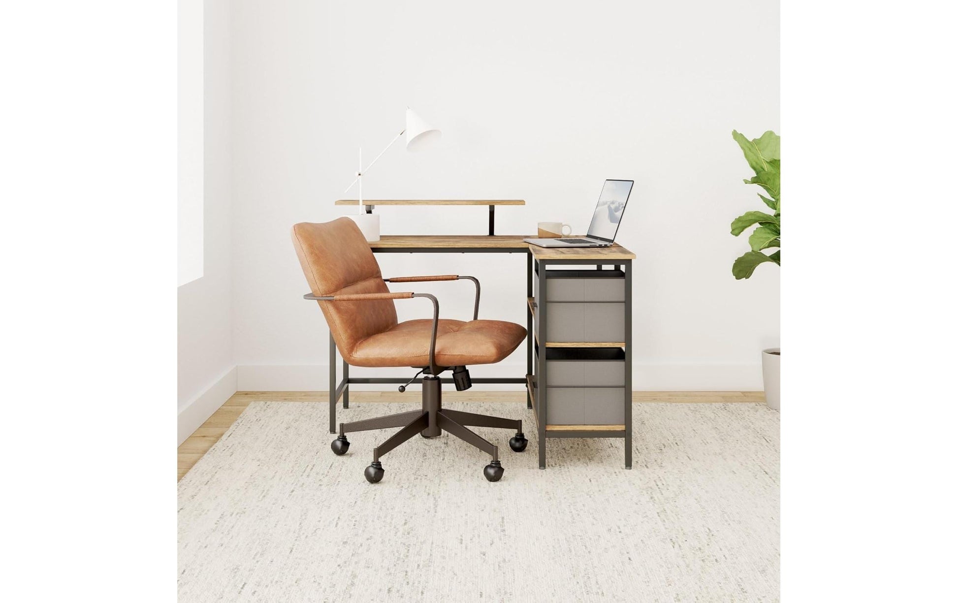 Vasagle Höhenverstellbarer Tisch, 105 × 115 cm, 50 kg, Braun, Spanplatte/Stahl