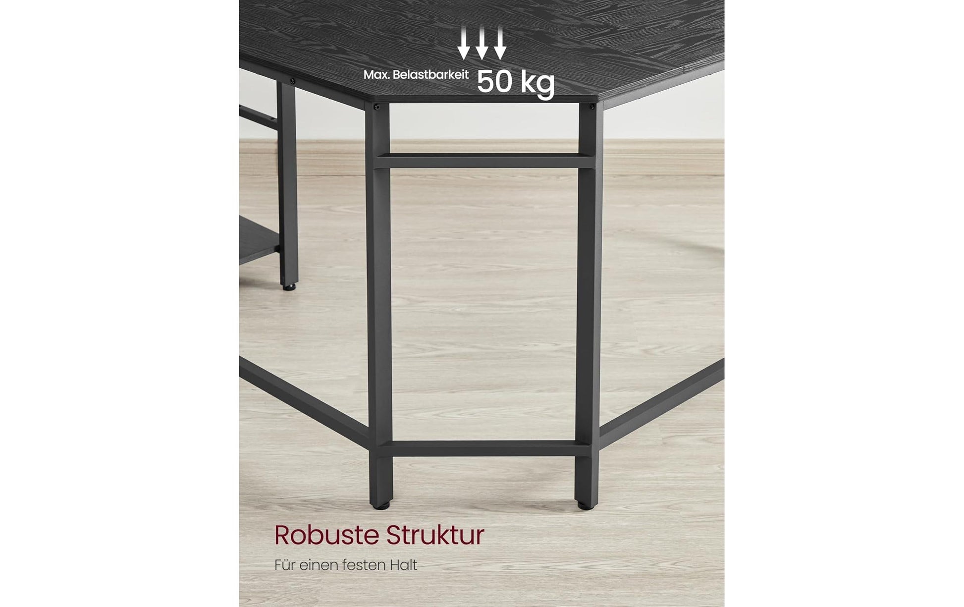 Vasagle Höhenverstellbarer Tisch, 138 × 138 cm, 50 kg, Schwarz, Spanplatte/Stahl
