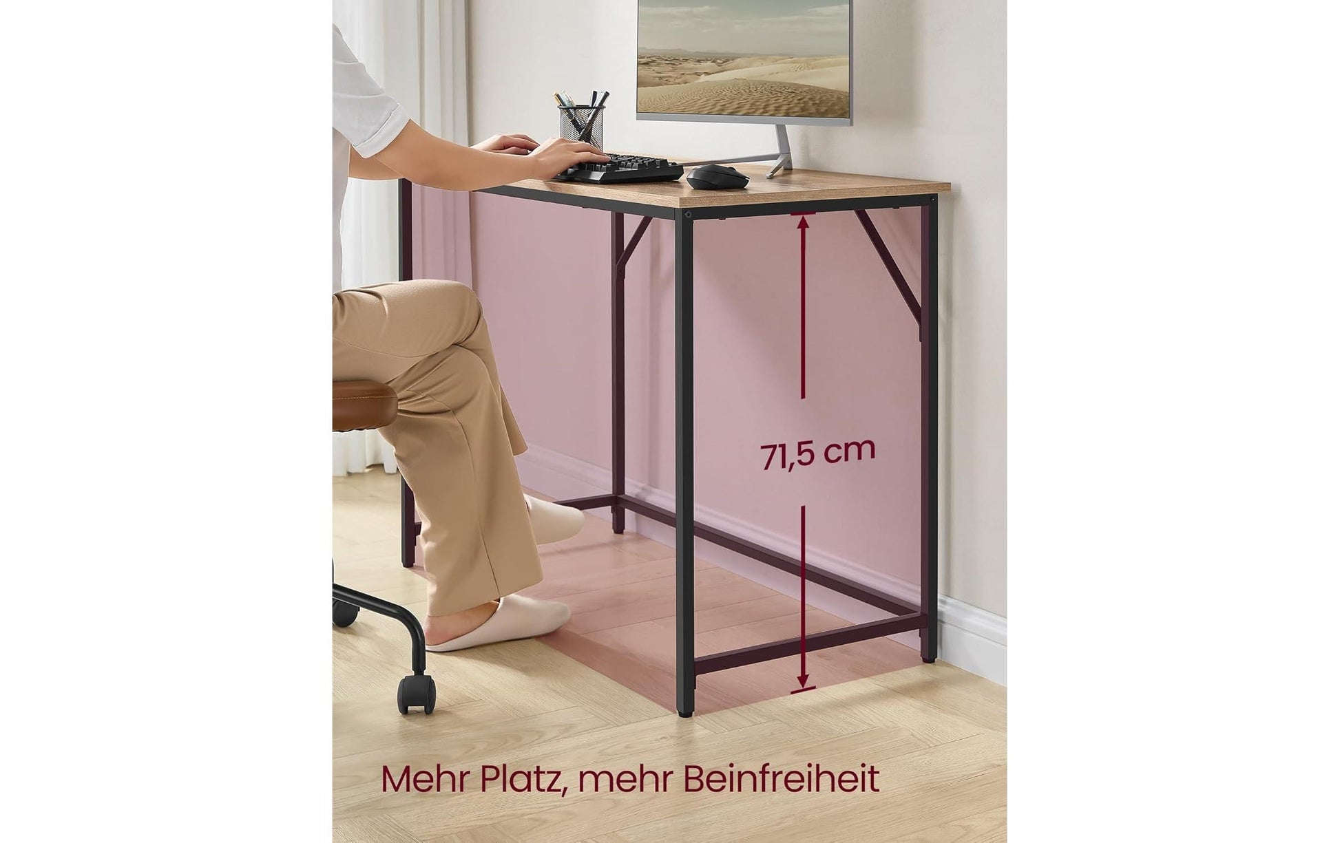 Vasagle Bürotisch, 50 × 100 cm, 50 kg, Schwarz/Braun, Spanplatte/Stahl