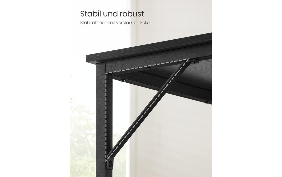 Vasagle Höhenverstellbarer Tisch, 50 × 100 cm, 50 kg, Schwarz, Spanplatte/Stahl