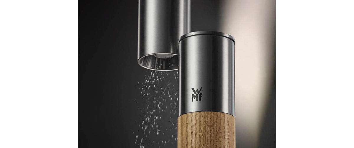 WMF – Salz-/Pfeffermühle 21,5 cm, Edelstahl 18/10/Holz, hellbraun, Keramikmahlwerk