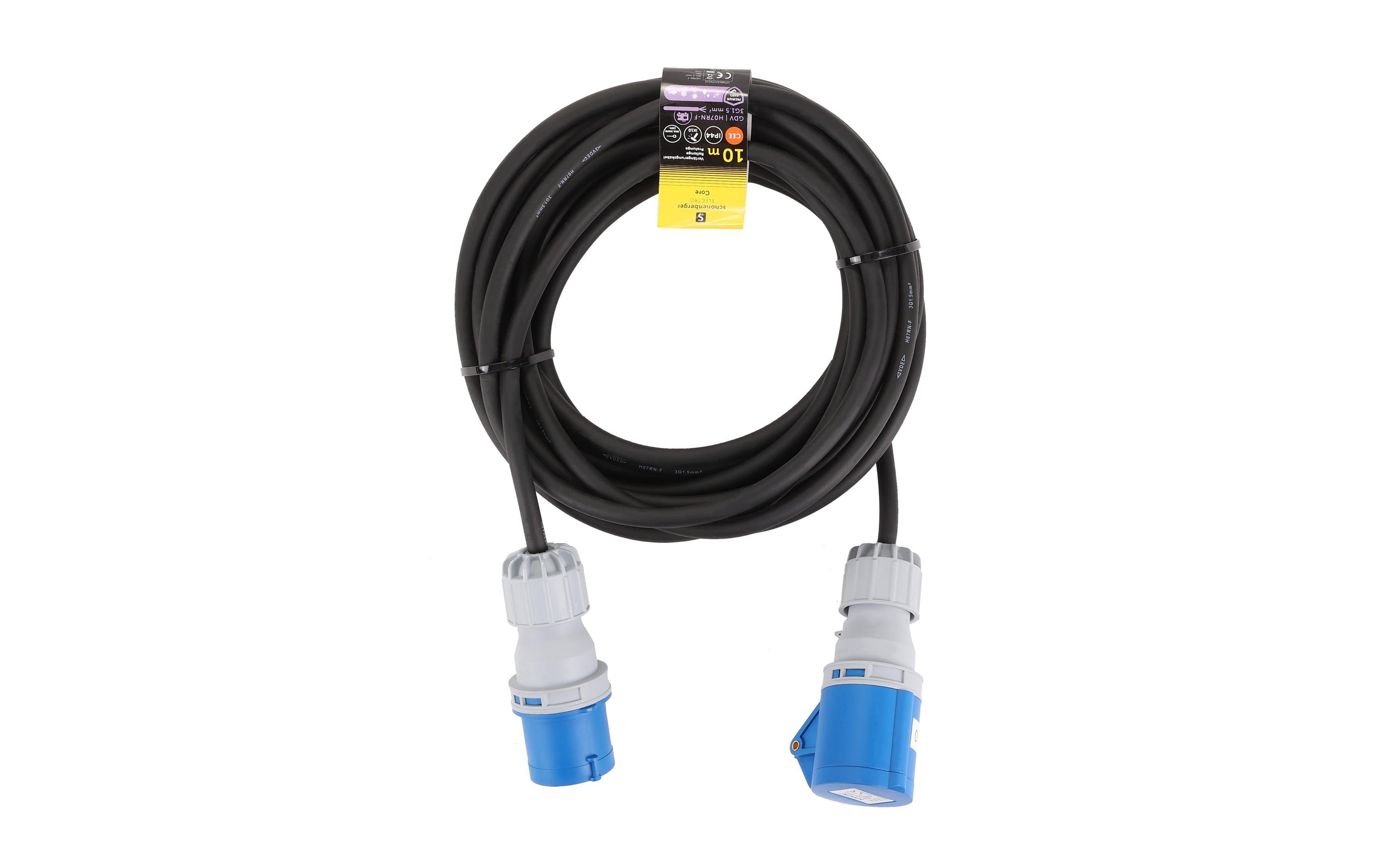 M. Schönenberger Schönenberger Verlängerungskabel, CEE 16-3 bis CEE 16-3, 10 m, IP44, 1,5 mm² – blau/schwarz
