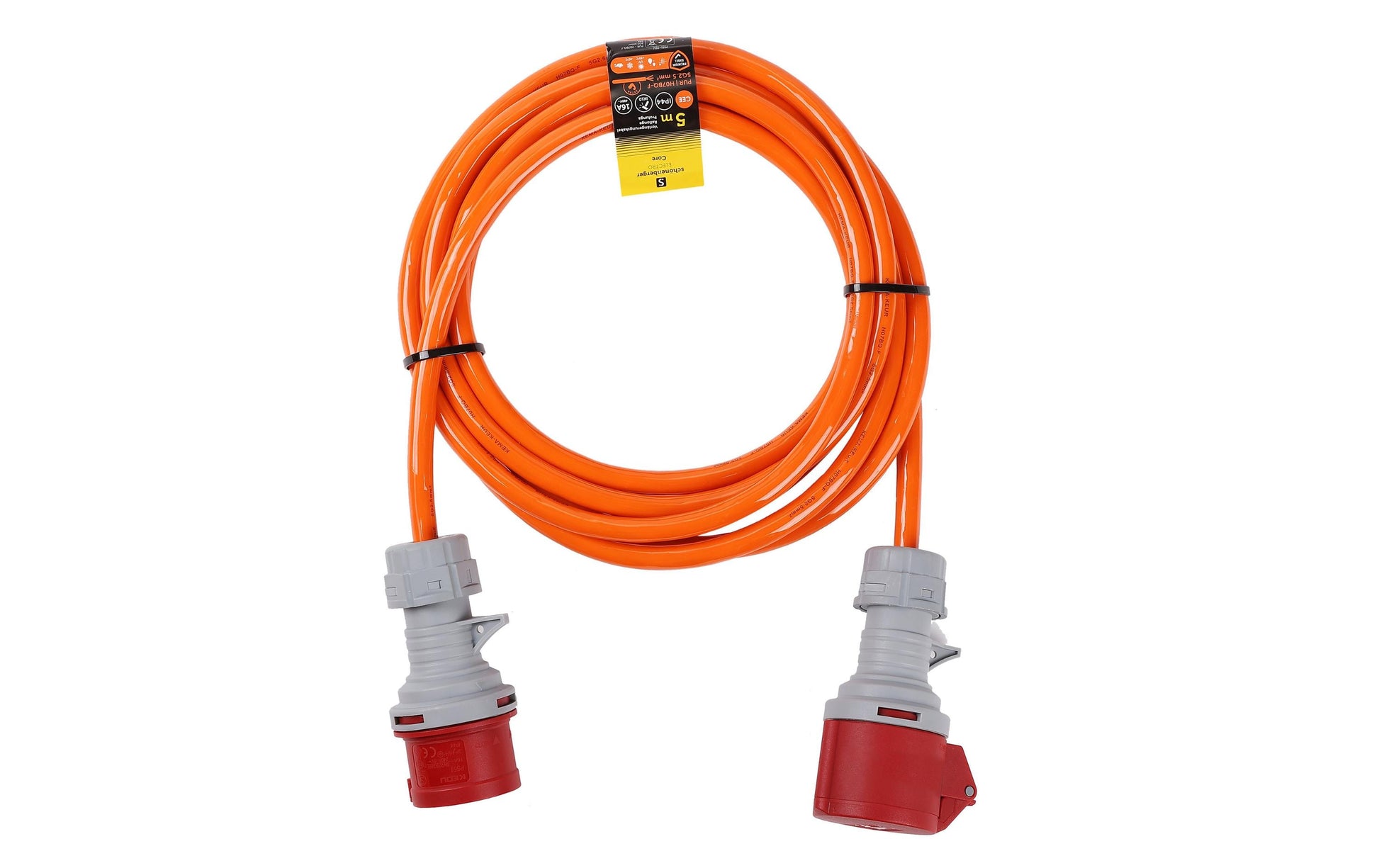 M. Schönenberger Schönenberger Verlängerungskabel, CEE 32-5 bis CEE 32-5, 5 m, 4 mm², PUR-Mantel, 5-polig – orange