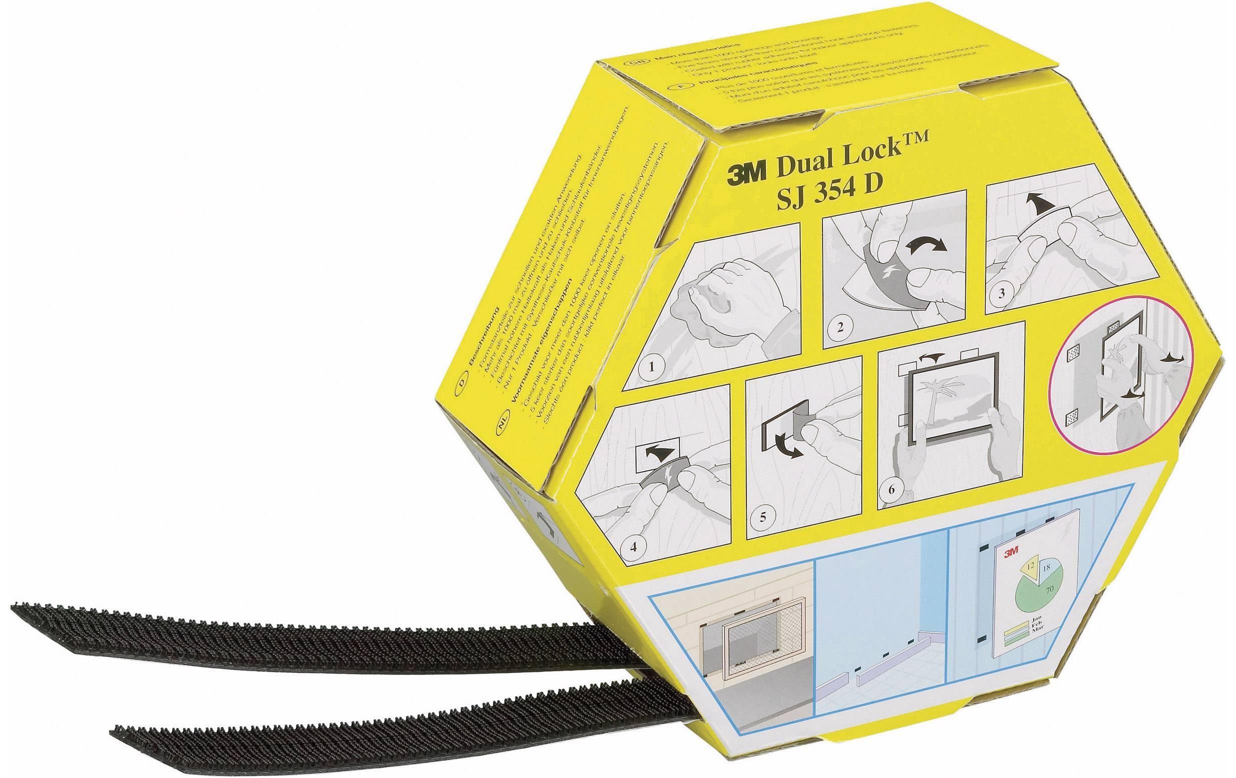 3M Dual Lock Klettband – 25,4 mm × 5 m, schwarz, selbstklebend, wiederverwendbar
