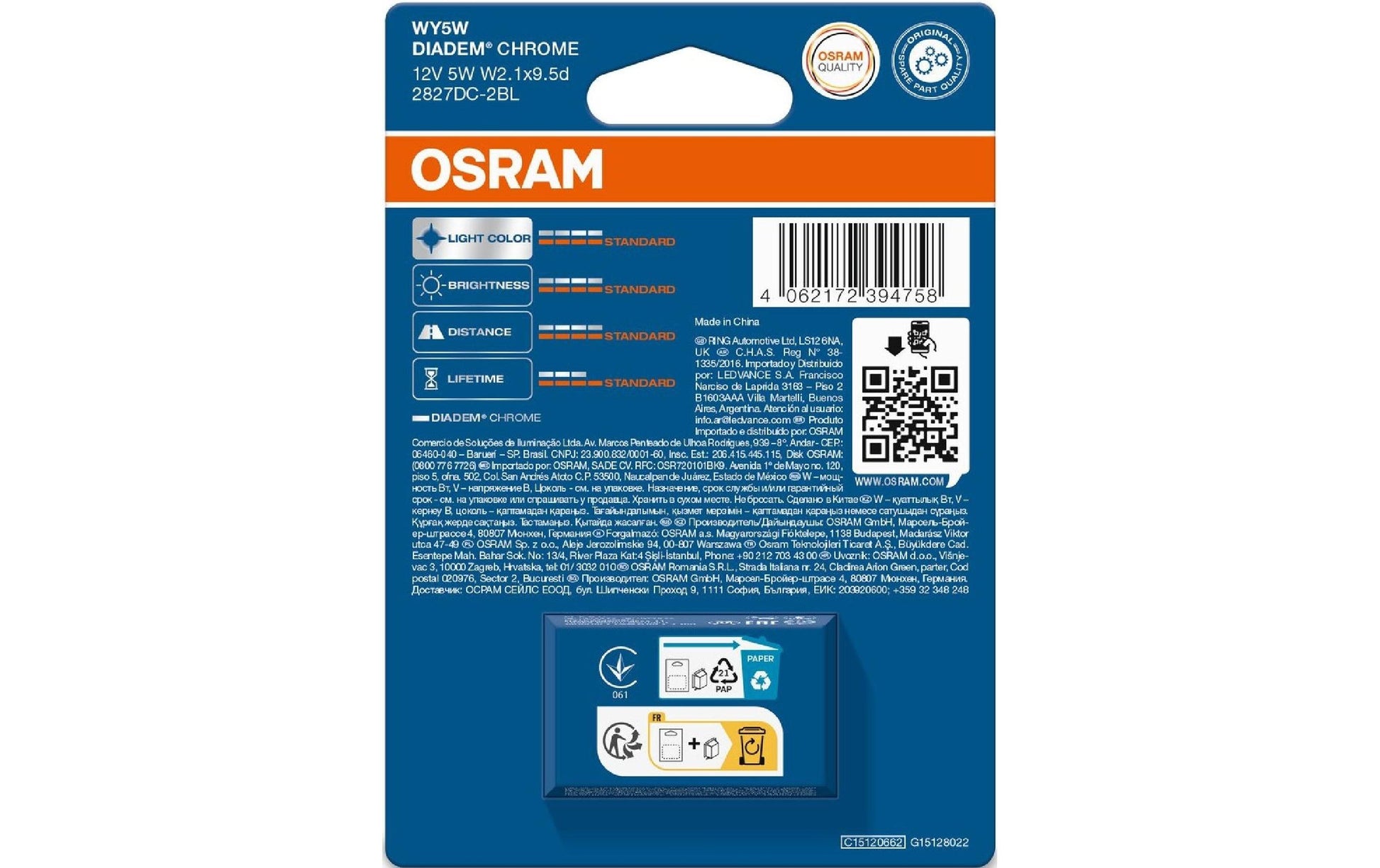 Osram Leuchtmittel W2.1x9.5d – 30 lm, Gelb, 5 W – 2 Stück