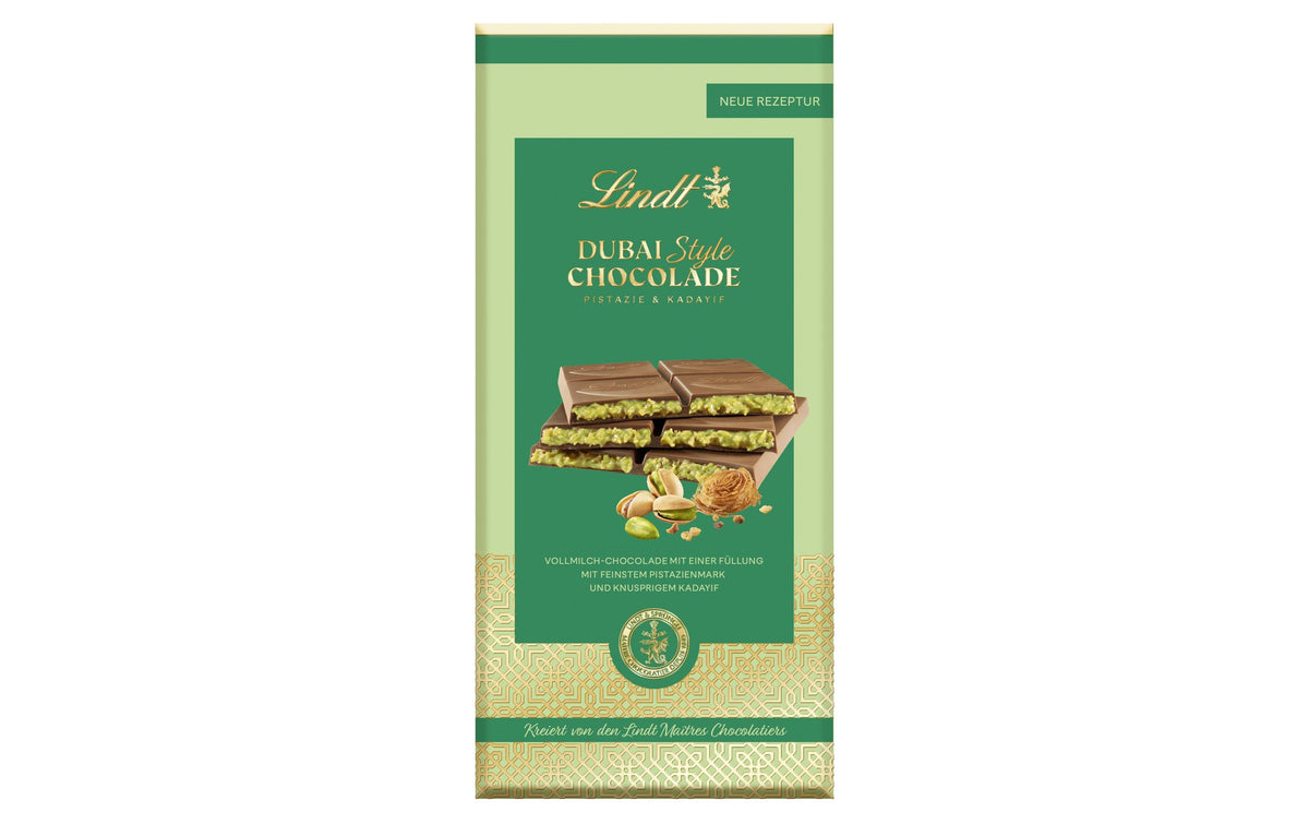 Lindt Dubai Style Schokolade – Pistazie & Kadayif-Füllung – 150 g