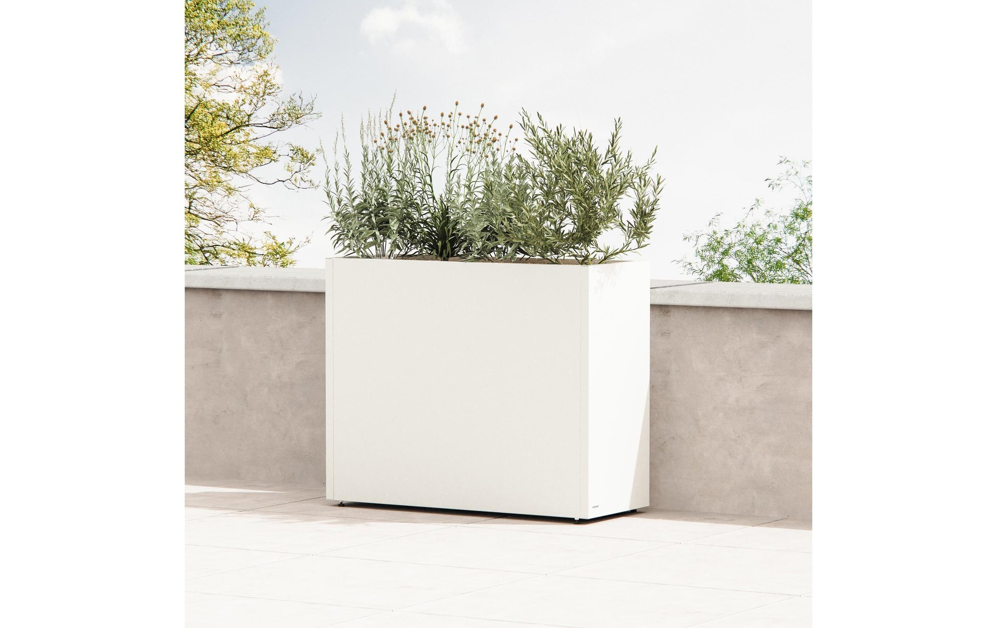 Herstera Pflanzgefäss – 100 × 80 × 40 cm – verzinkter Stahl, weiss