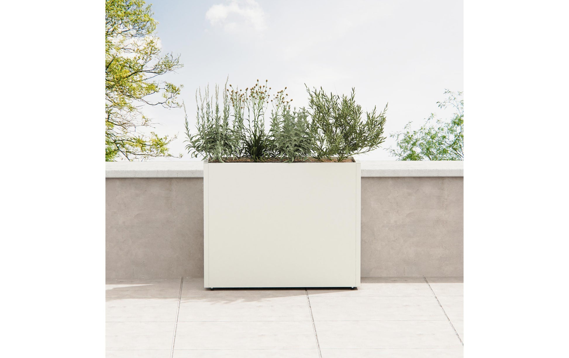 Herstera Pflanzgefäss – 100 × 80 × 40 cm – verzinkter Stahl, weiss