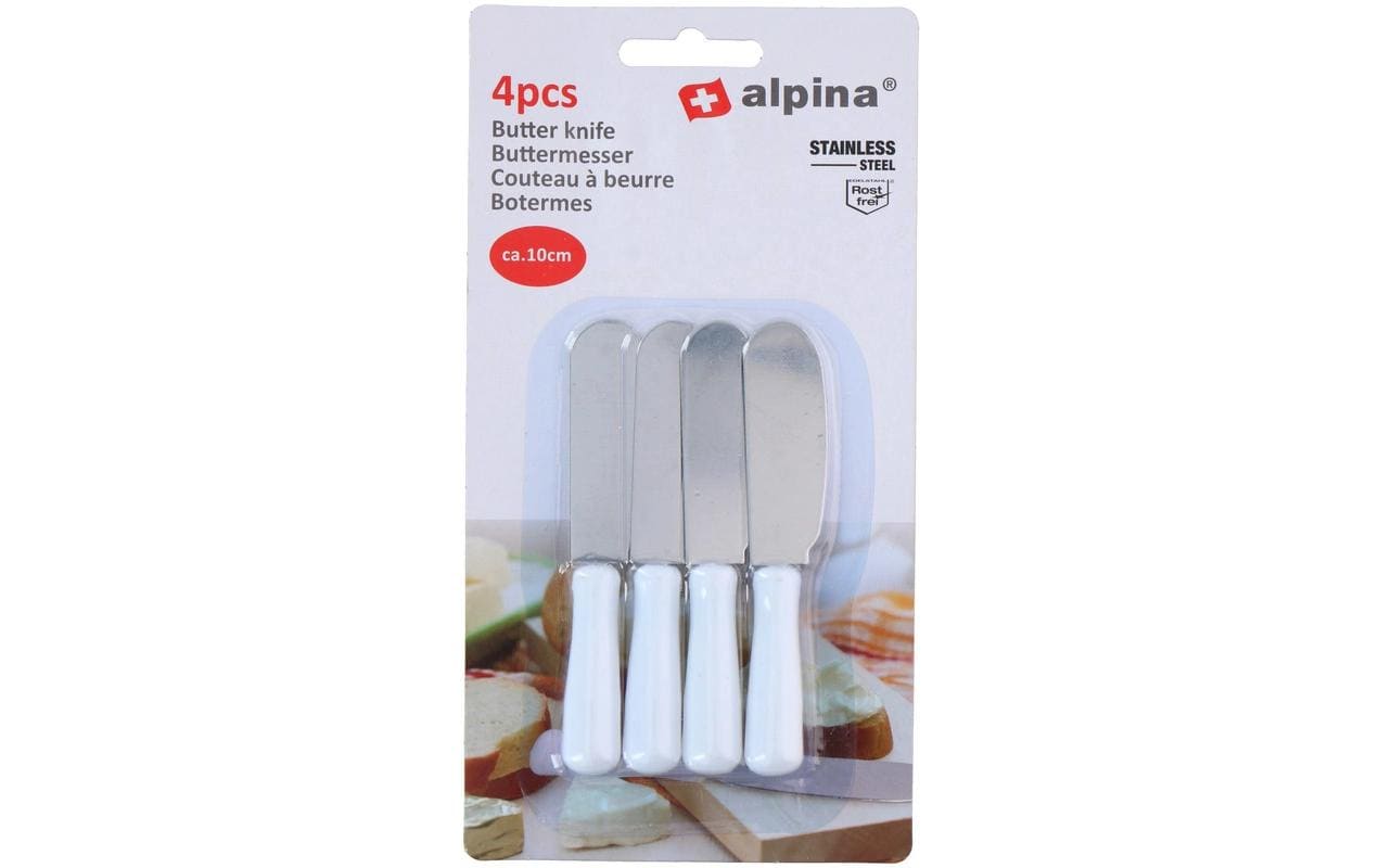 Alpina Buttermesser – 5 cm, Glatter Schliff, Edelstahl, Kunststoffgriff, Weiss