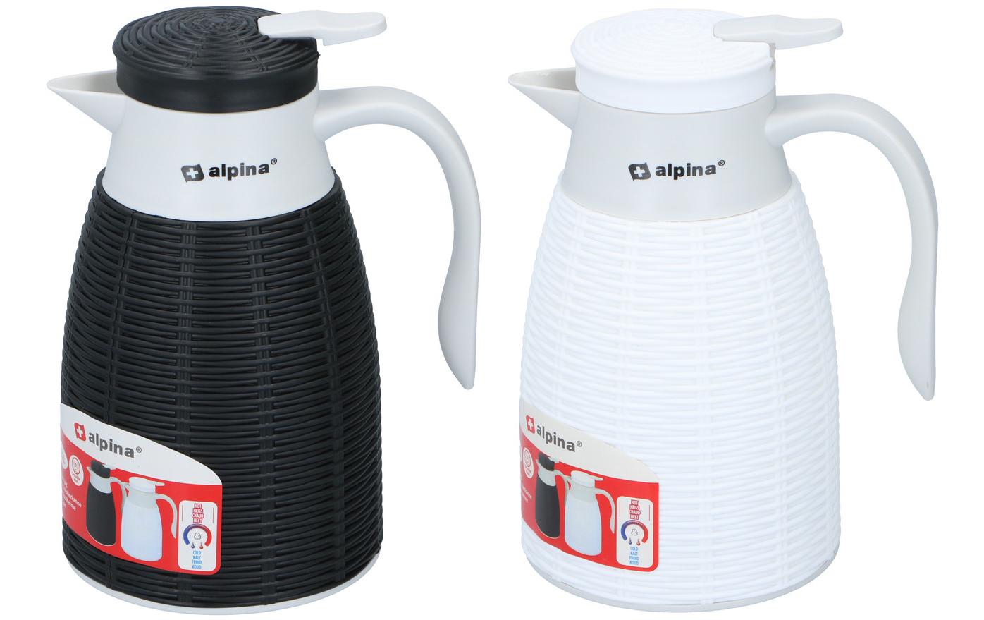 Alpina Thermoskanne 1 l, 25 cm, Polypropylen (PP), vakuumisoliert, auslaufsicher, assortiert