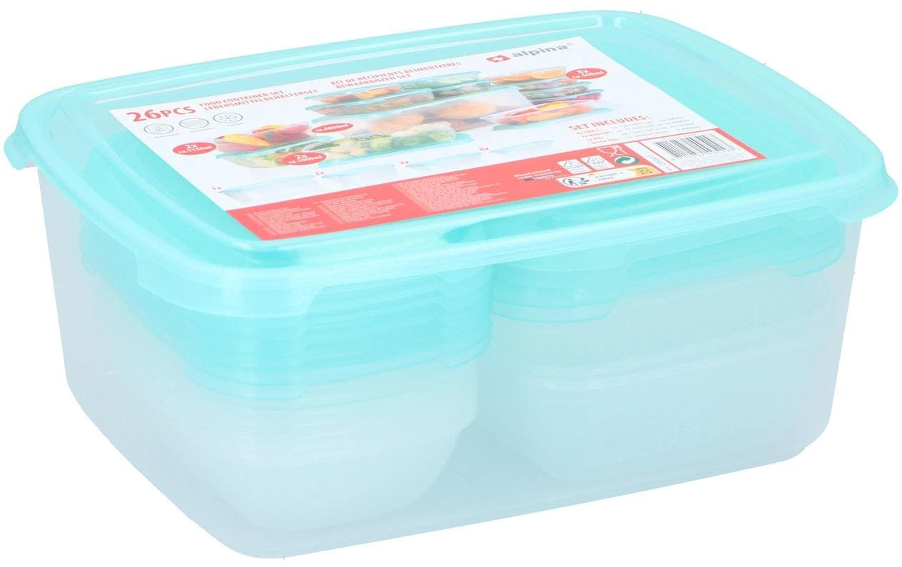 Alpina Vorratsdose 6,8 l, Polypropylen (PP), Transparent/Blau, 13-teilig