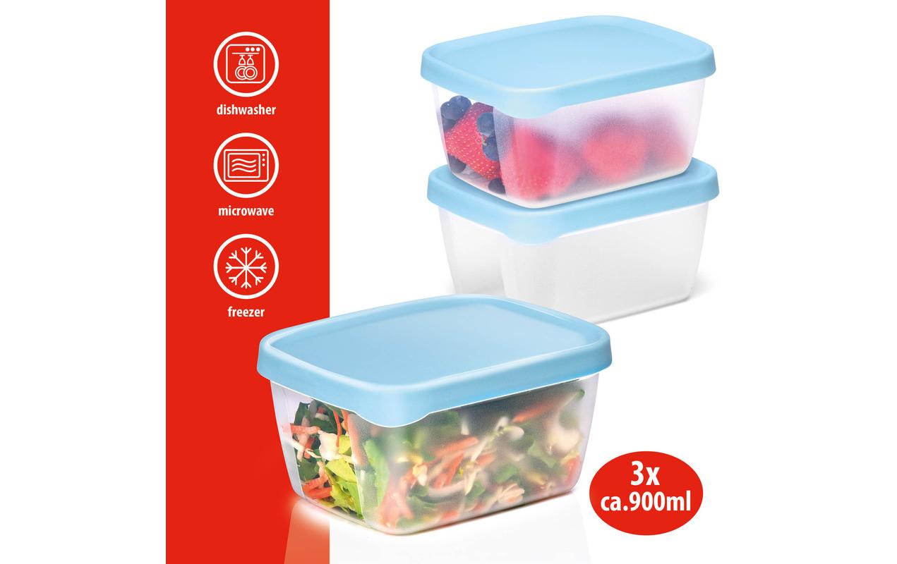Alpina Vorratsdose 900 ml, 12 × 15 × 8 cm, Polypropylen (PP), Blau, Transparent, 3 Stk.