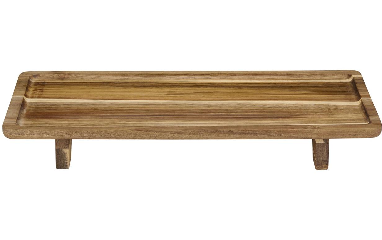 Alpina Serviertablett – 42 × 22 × 5.4 cm, Holz (Akazie), Braun, spülmaschinenfest