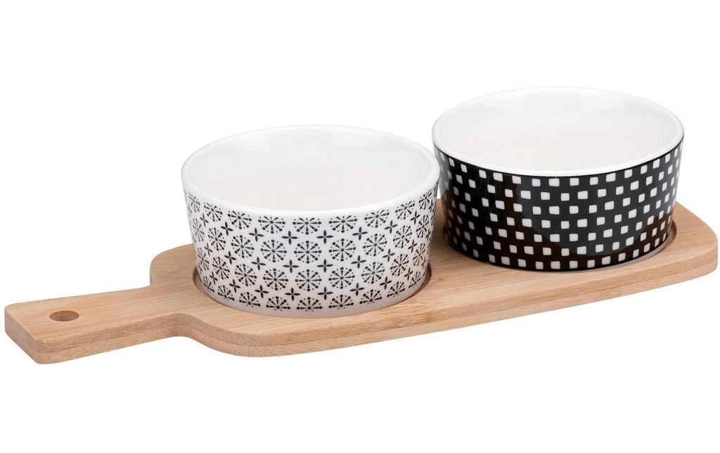 Alpina Snackschale – 3er Set, 25 × 10 × 5,1 cm, Keramik/Bambus, Mehrfarbig, mit Unterteilung