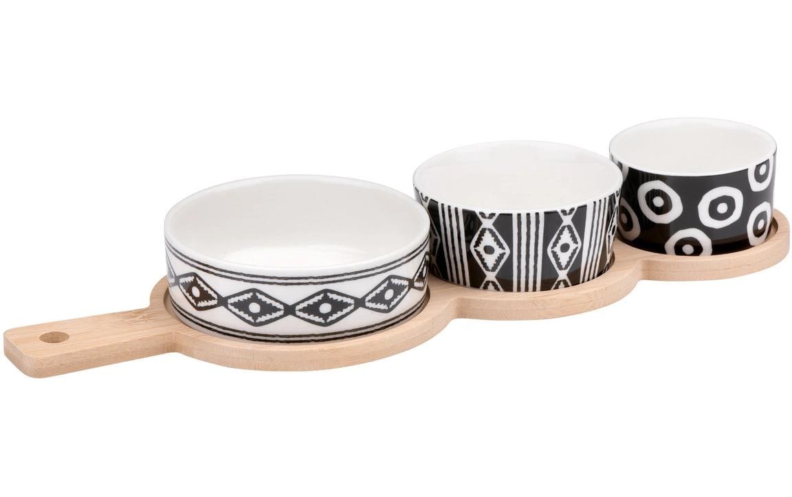 Alpina Tapas-Set – 4-teilig, 35 × 12 × 4,8 cm, Keramik, Mehrfarbig, mit Unterteilung