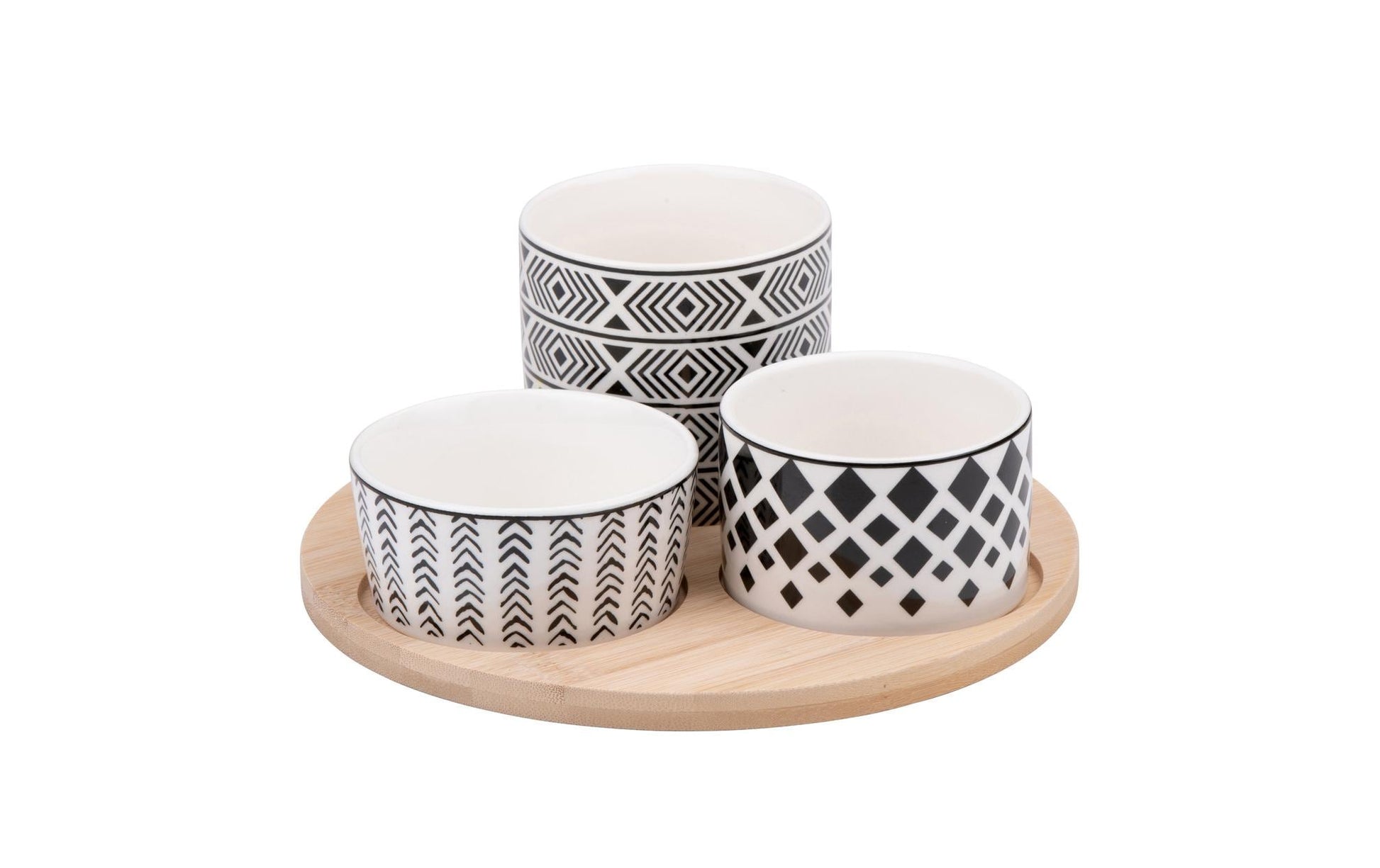 Alpina Snackschale – 4er Set, Ø 20 cm, Porzellan/Bambus, Mehrfarbig, spülmaschinenfest