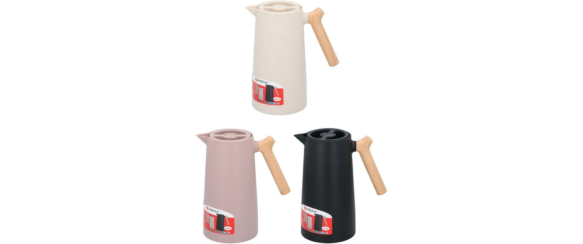 Alpina Thermoskanne – 100 ml, Ø 12,8 cm, H 24,0 cm, Kunststoff (PP), Assortiert
